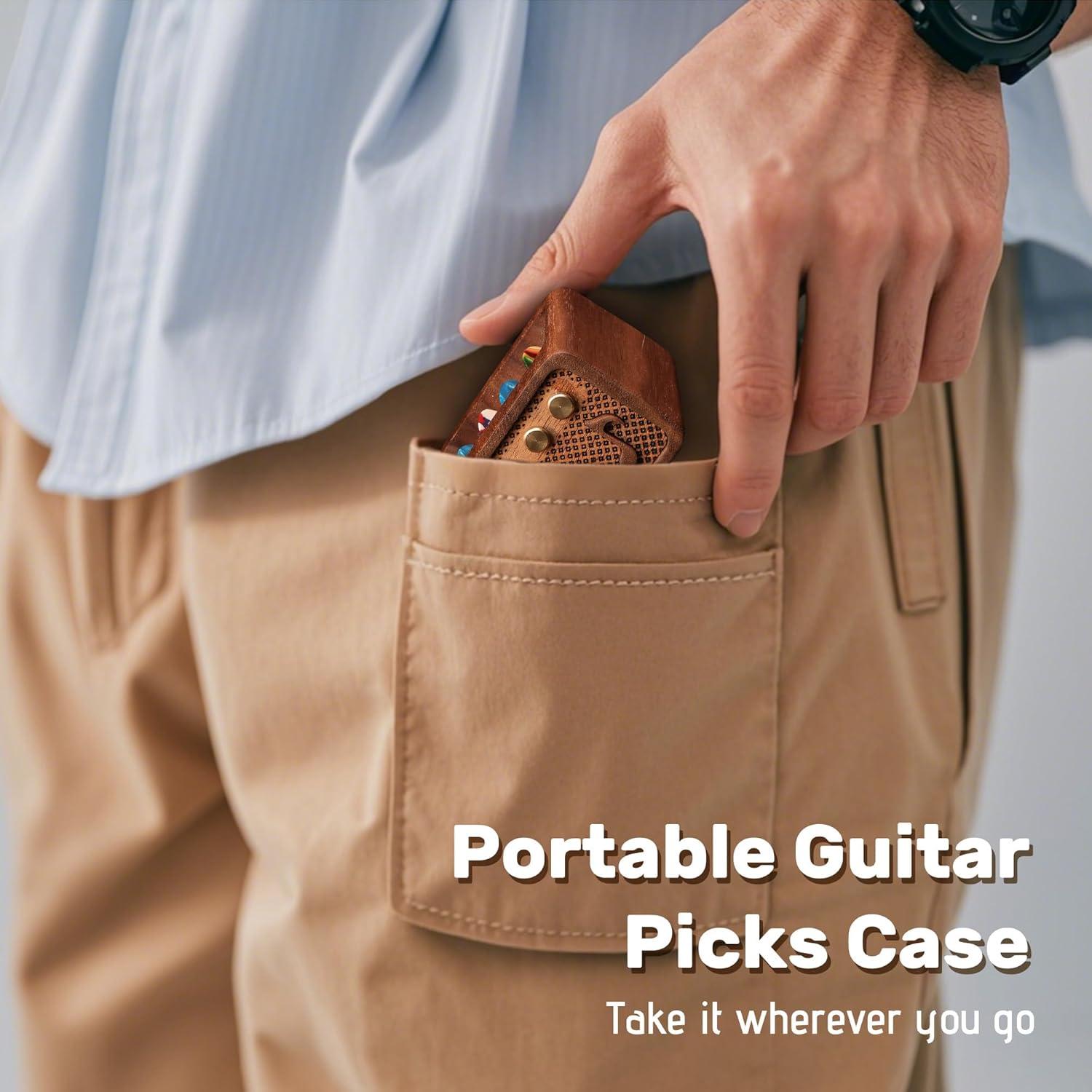 Soporte para Púas de Guitarra Estilo Amplificador de Madera