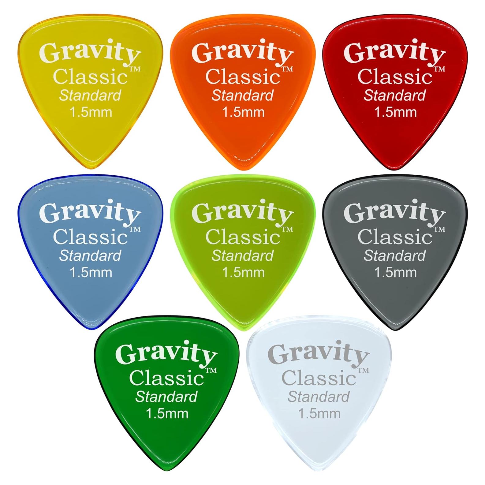 Puas de guitarra Gravity Acrílico 1.5mm Multicolor - 8 unidades