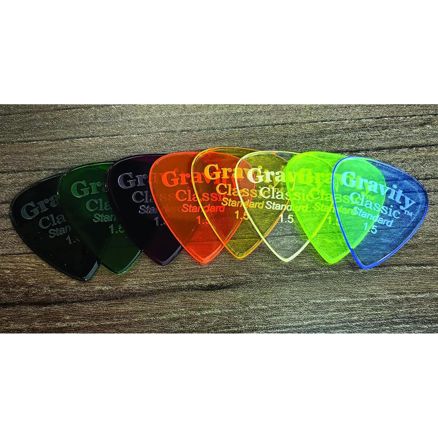 Puas de guitarra Gravity Acrílico 1.5mm Multicolor - 8 unidades