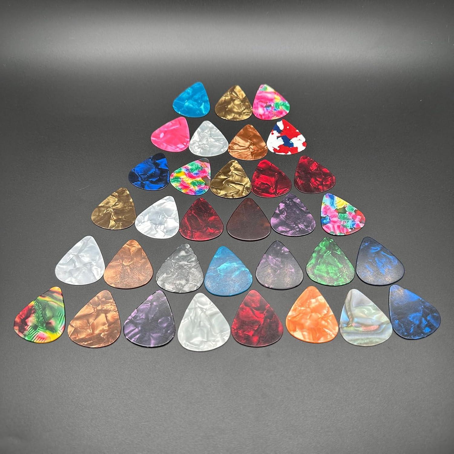 30 Púas de Guitarra Celluloide Multicolor 0.46mm 0.71mm 0.96mm