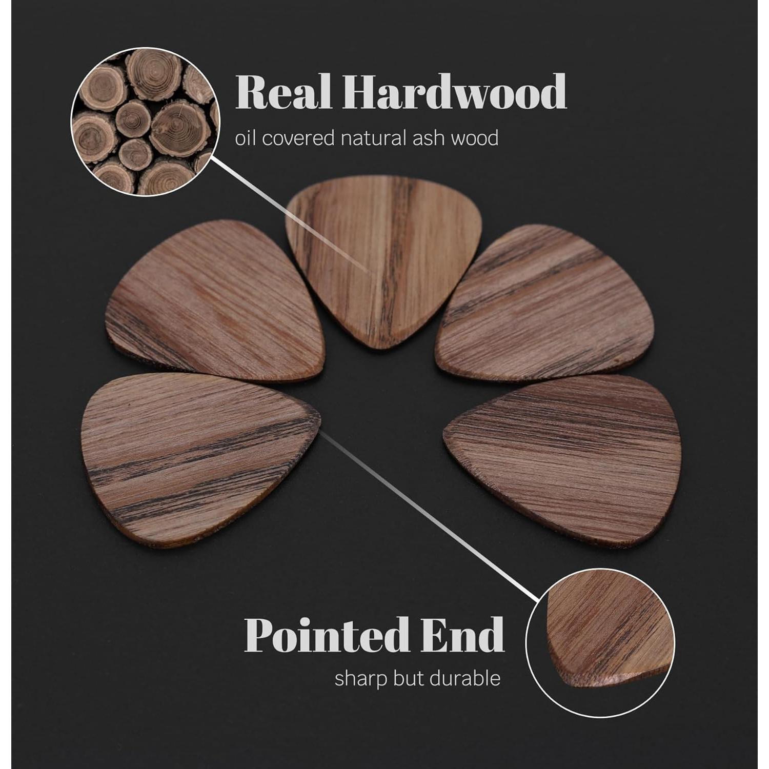 Paquete de 12 Púas de Guitarra de Madera 1.6mm - Acústica y Eléctrica