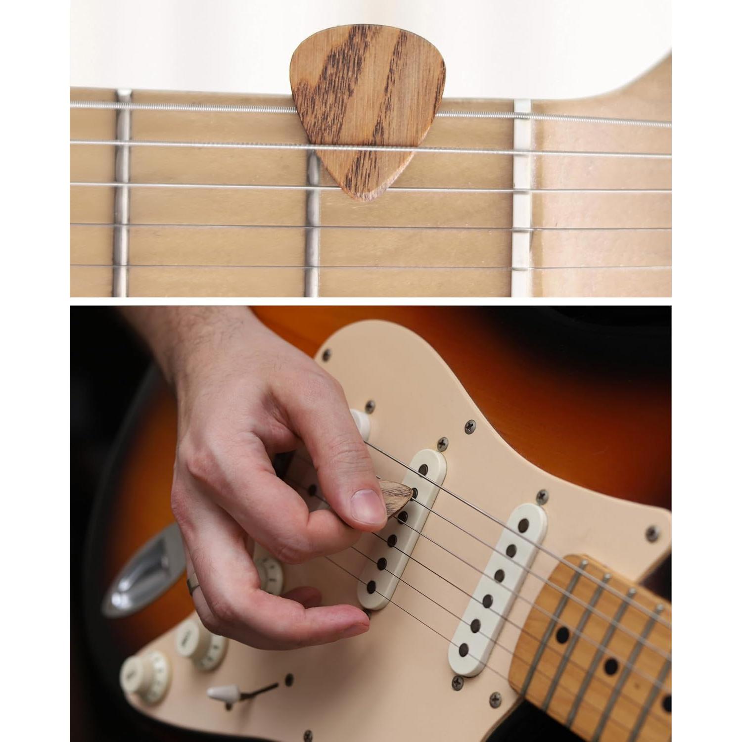 Paquete de 12 Púas de Guitarra de Madera 1.6mm - Acústica y Eléctrica