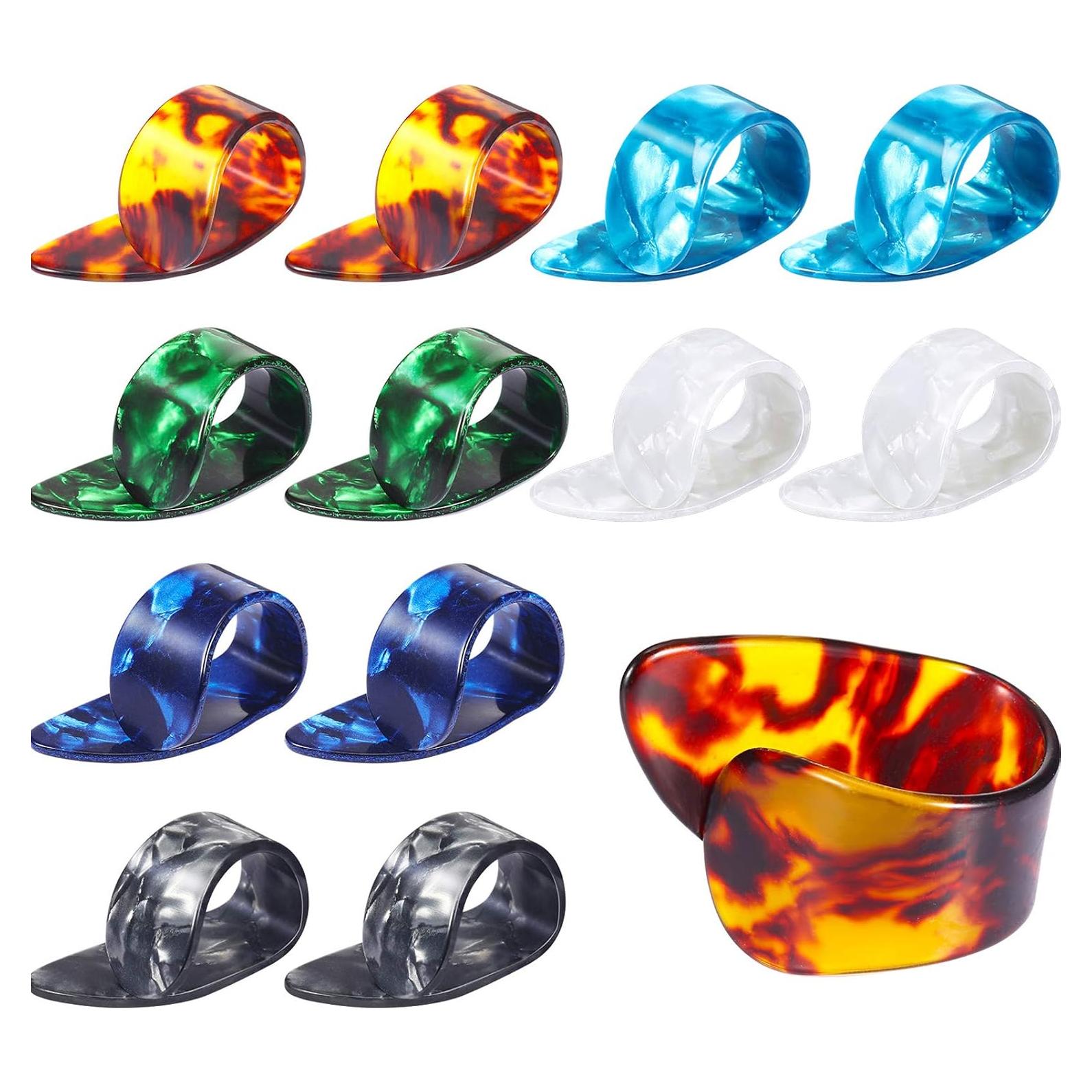 Puas de Pulgar Medianas de Celuloide - 12 Piezas con Caja