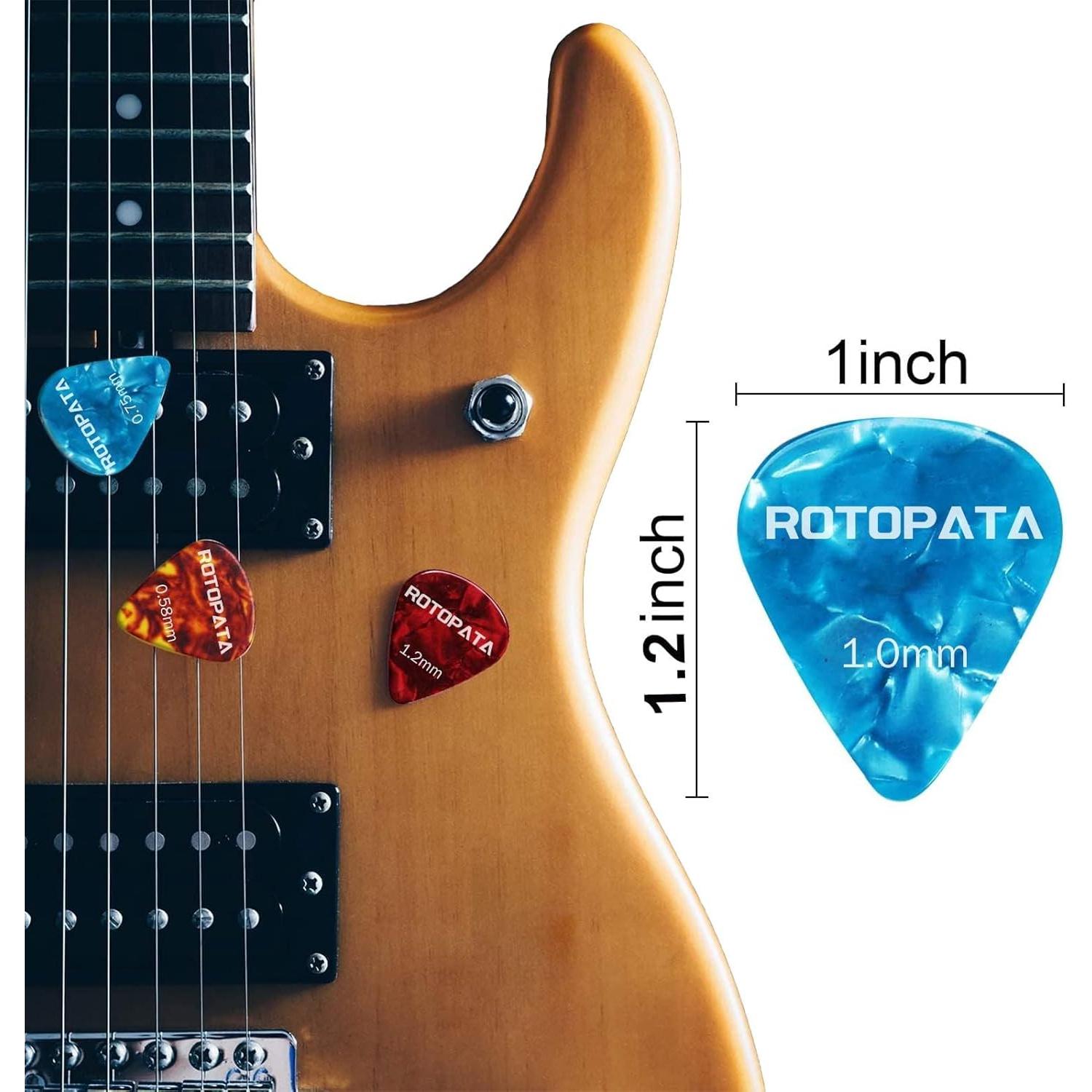 Paquete de 60 Púas de Guitarra Celuloide Multicolor 0.5-1.2mm