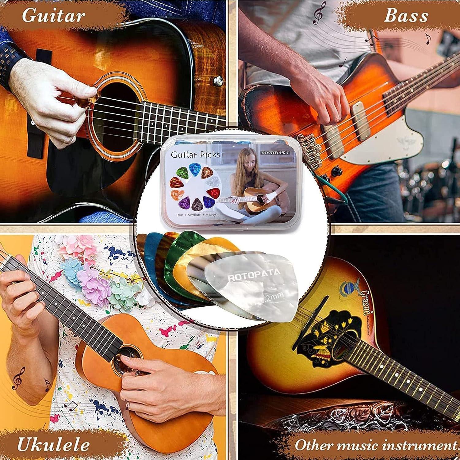 Paquete de 60 Púas de Guitarra Celuloide Multicolor 0.5-1.2mm