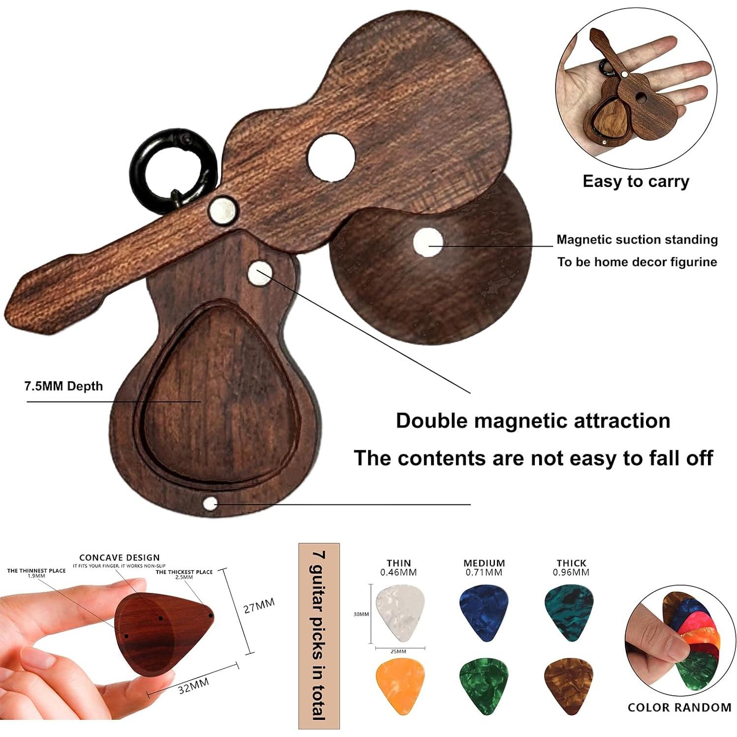 Soporte para Púa de Guitarra con Llavero y 6 Púas - Regalo Musical