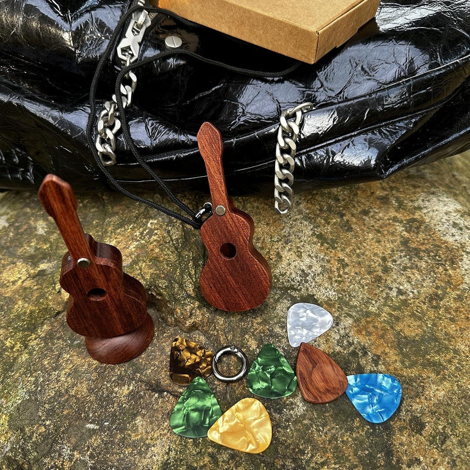 Soporte para Púa de Guitarra con Llavero y 6 Púas - Regalo Musical