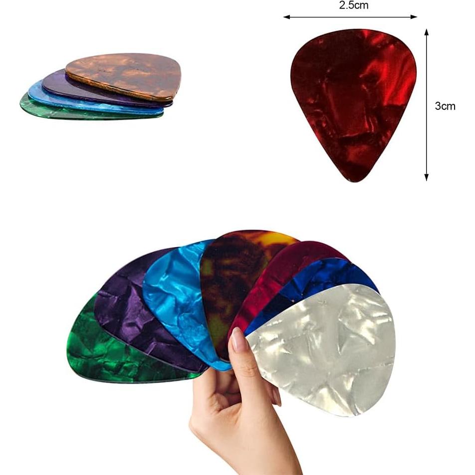 Paquete de 20 Púas de Guitarra Celluloide 0.46-0.96mm Coloridas