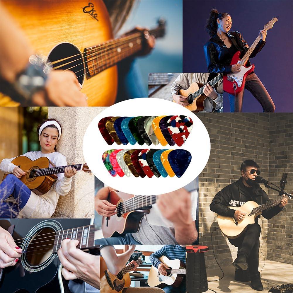 Paquete de 20 Púas de Guitarra Celluloide 0.46-0.96mm Coloridas