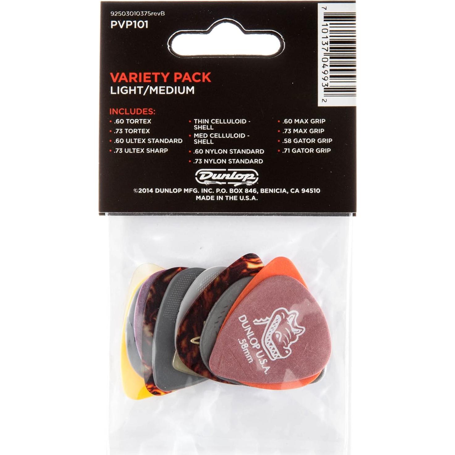 Púas de guitarra Dunlop PVP101 - Paquete variedad 12 unidades