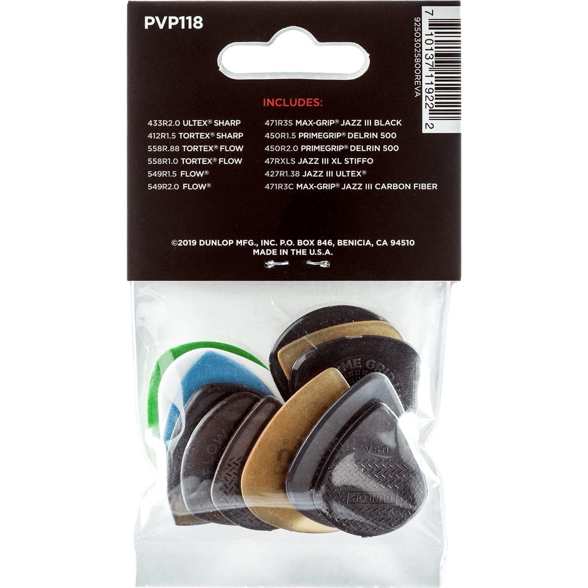 Púas de Guitarra Jim Dunlop PVP118 - Variedad Shred 12 Piezas