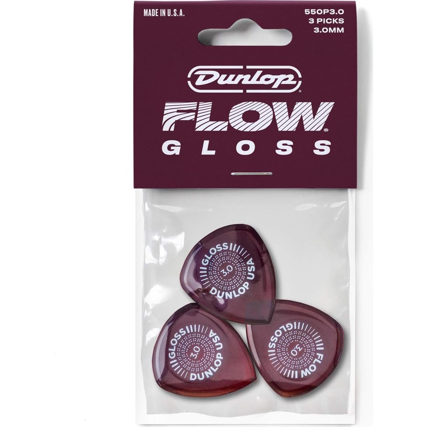 Púas de Guitarra Dunlop Flow Gloss 3.0mm - 3 Paquete