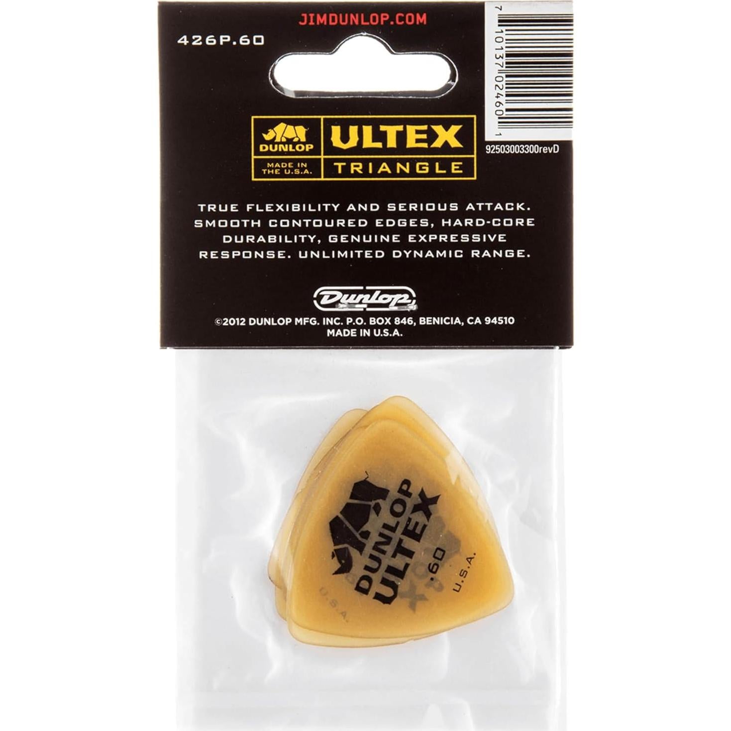 Puas de guitarra Dunlop Ultex 0.60mm - Paquete de 6