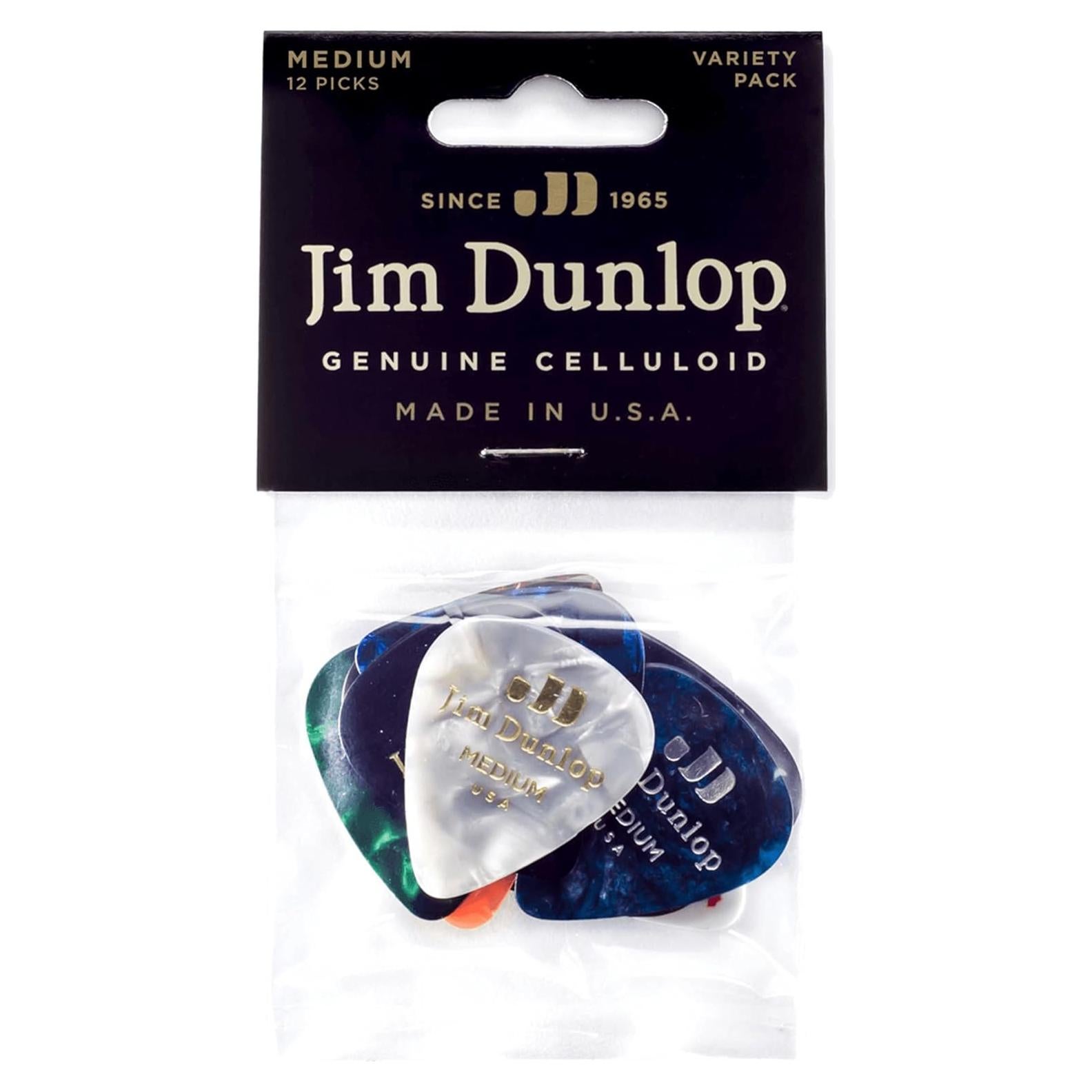 Púas de Celluloide Jim Dunlop Mediano - Paquete de 12
