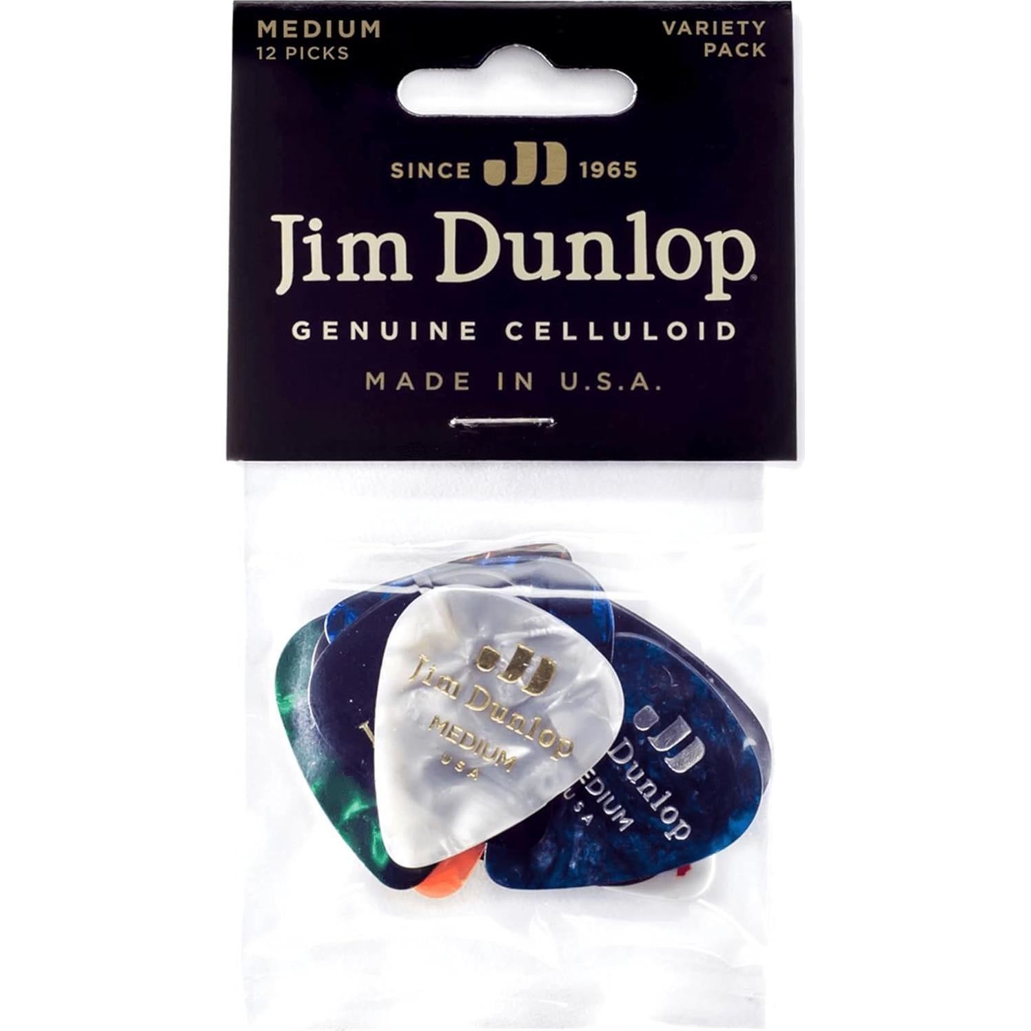 Púas de Celluloide Jim Dunlop Mediano - Paquete de 12