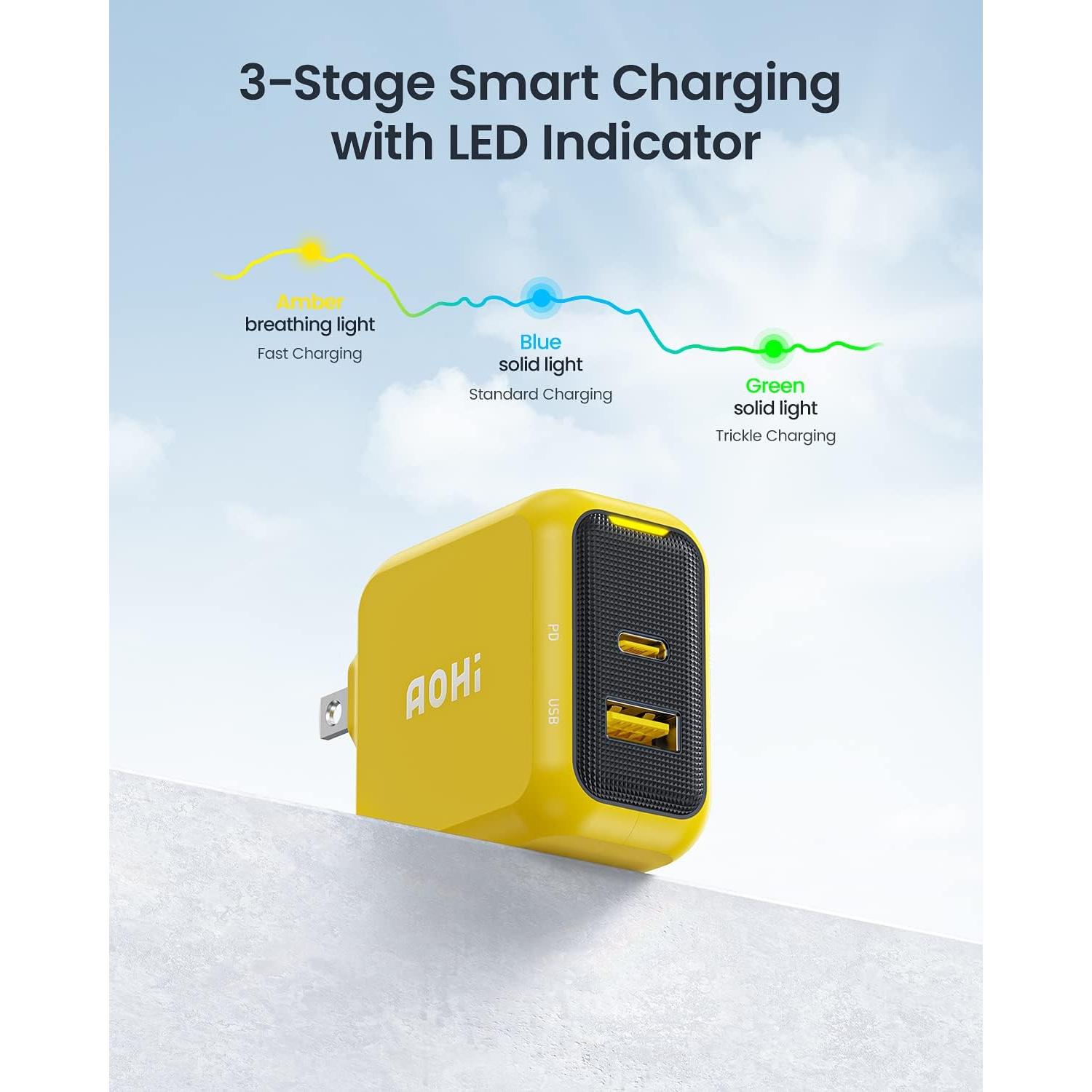 Cargador USB C AOHI 67W Rápido Compacto para MacBook y iPhone