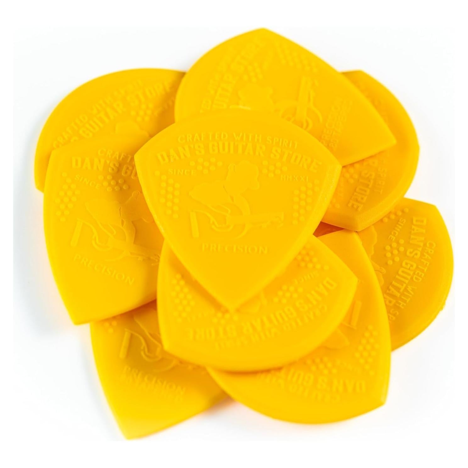 Paquete de 10 Púas de Guitarra Dan 0.80mm Nylon Amarillo