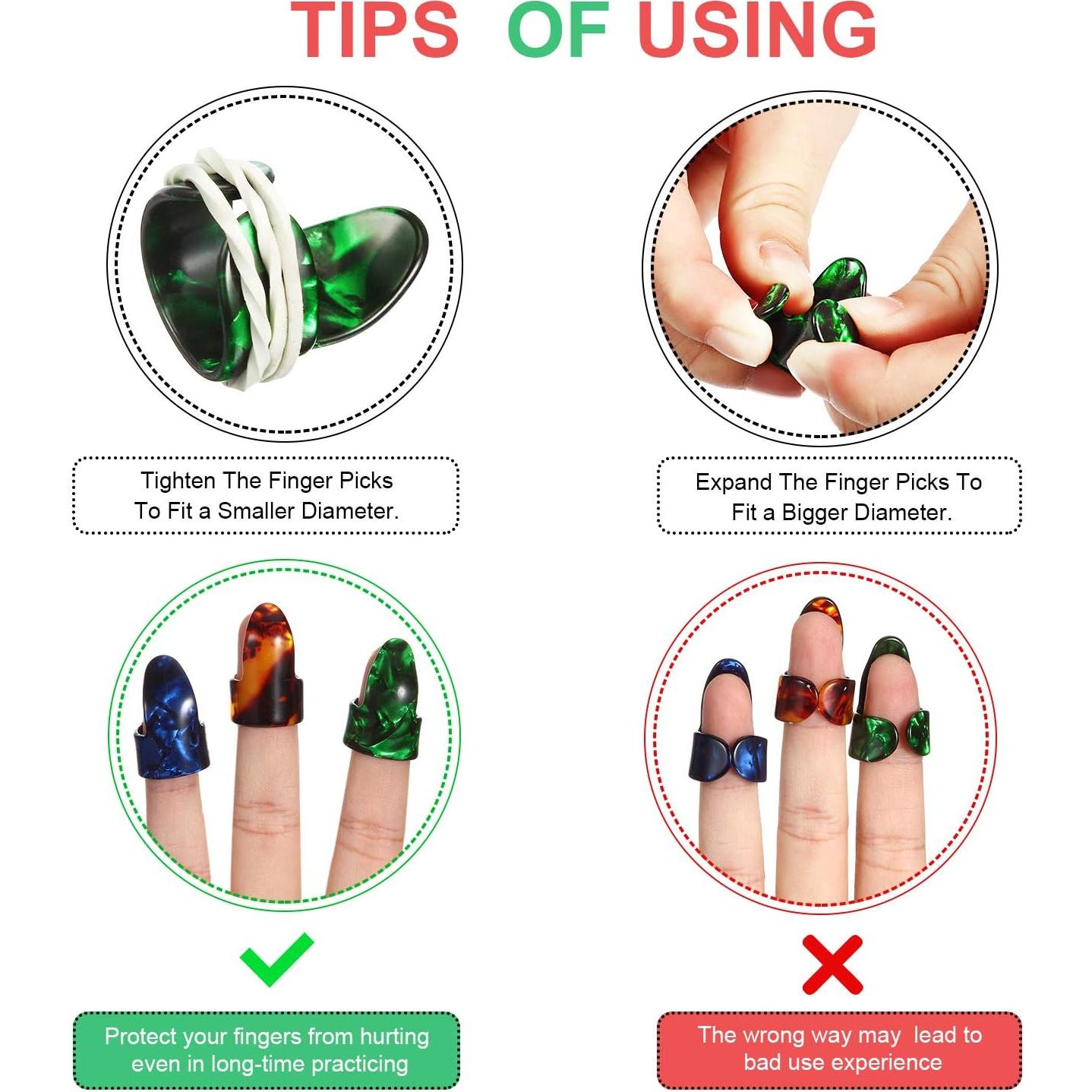 Puas de Pulgar Planas Celuloide 12 Piezas con Caja