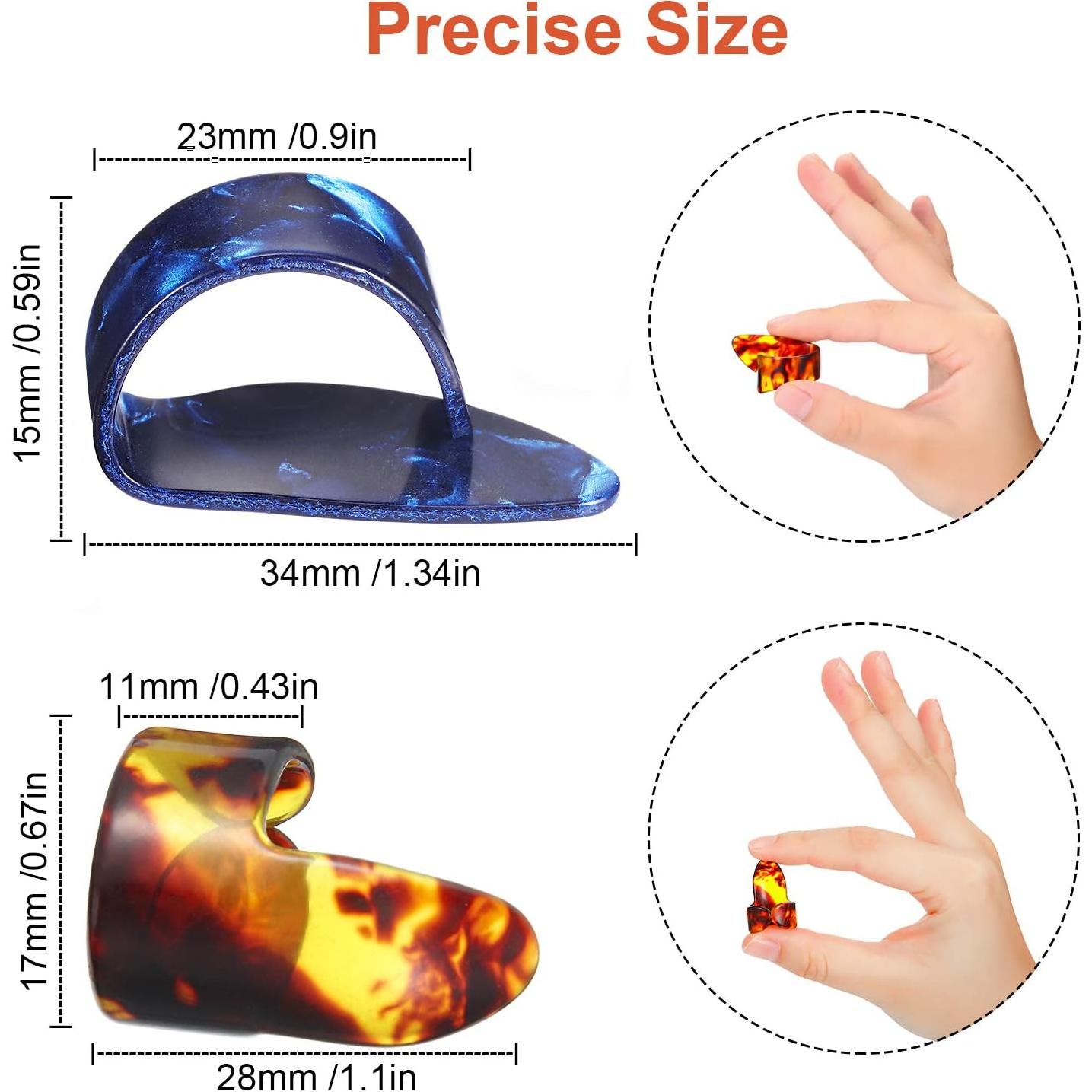 Puas de Pulgar Planas Celuloide 12 Piezas con Caja