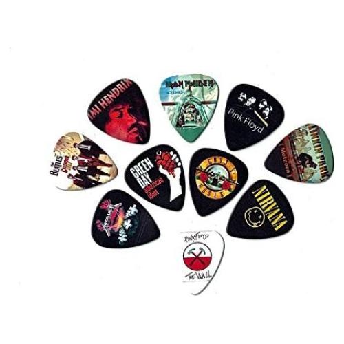 Legendary Bands Guitar Picks (10 medium picks in a packet)(For Music Lovers)… (Medium thickness (0.71mm))