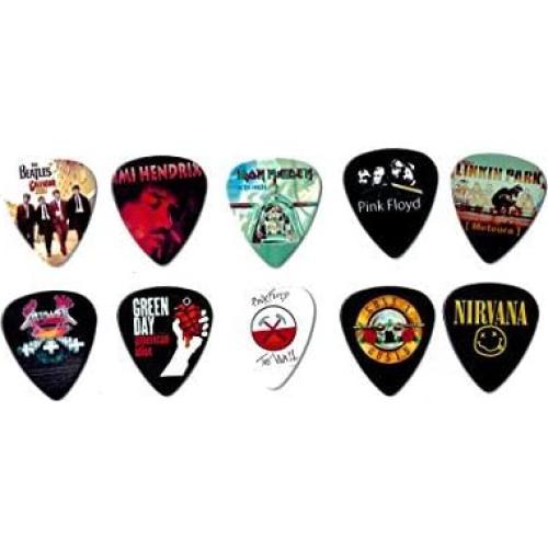 Legendary Bands Guitar Picks (10 medium picks in a packet)(For Music Lovers)… (Medium thickness (0.71mm))
