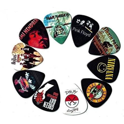 Legendary Bands Guitar Picks (10 medium picks in a packet)(For Music Lovers)… (Medium thickness (0.71mm))