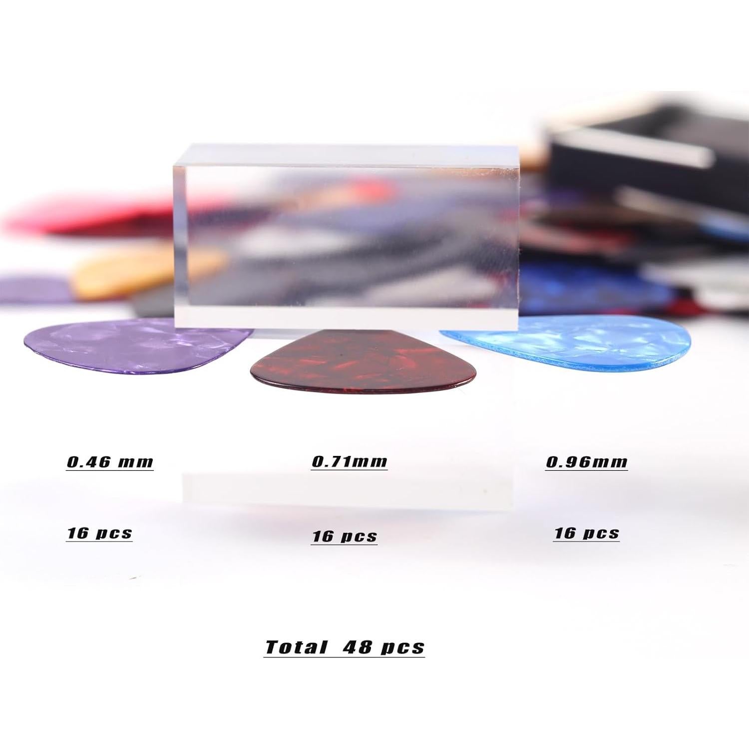 48 Pcs Púas de Guitarra Fishkonw - Fina, Media, Pesada