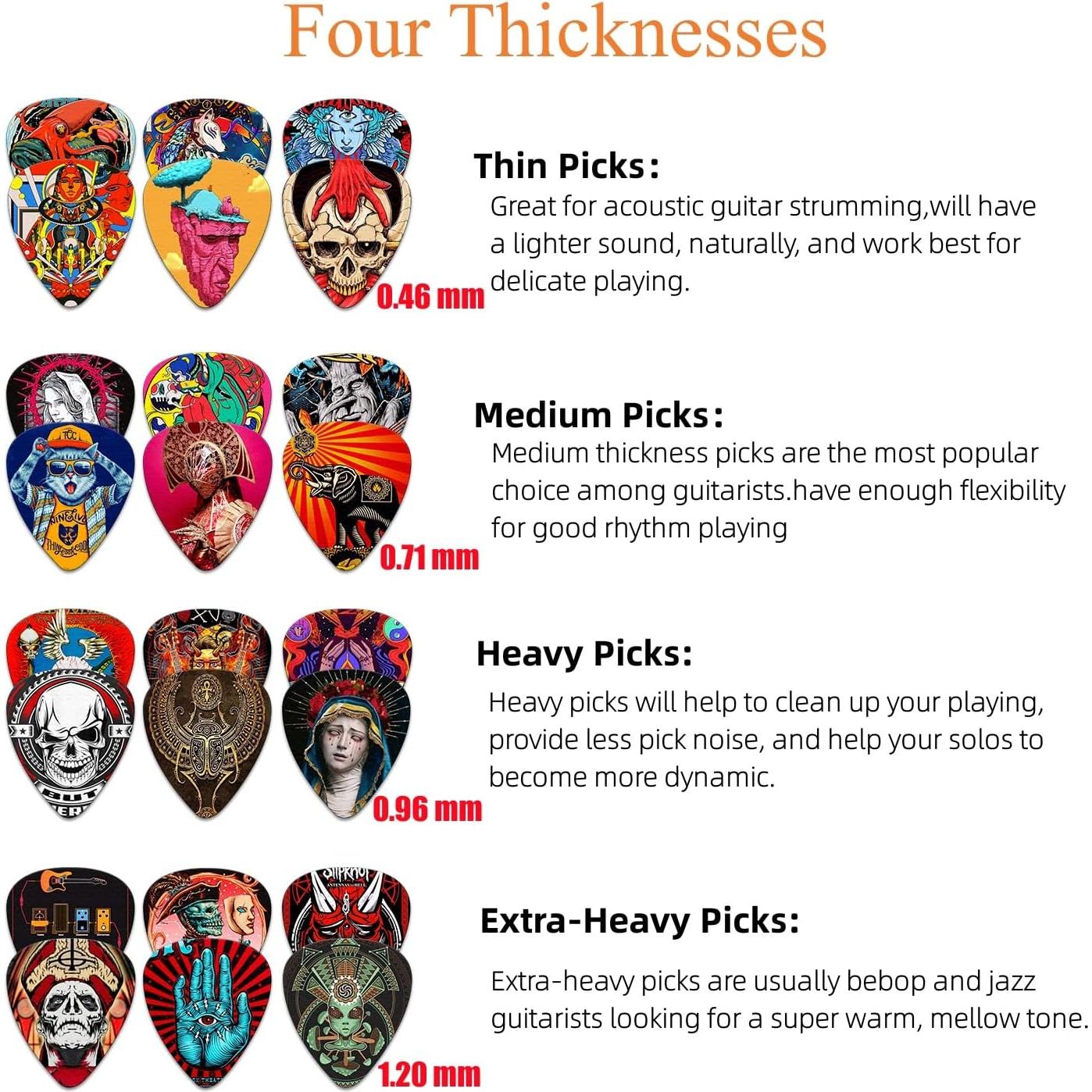 Juego de Púas de Guitarra Celuloide 24 Piezas con Caja