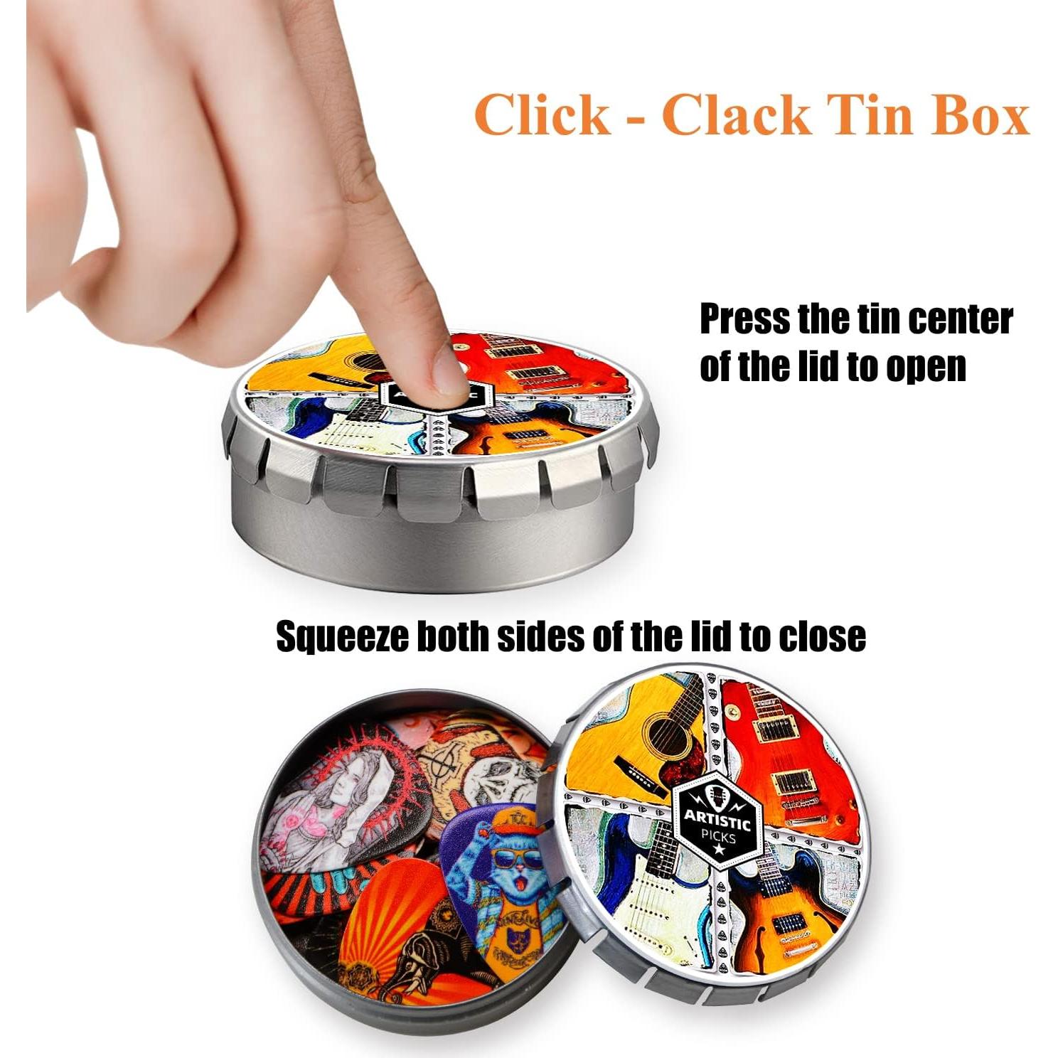 Juego de Púas de Guitarra Celuloide 24 Piezas con Caja