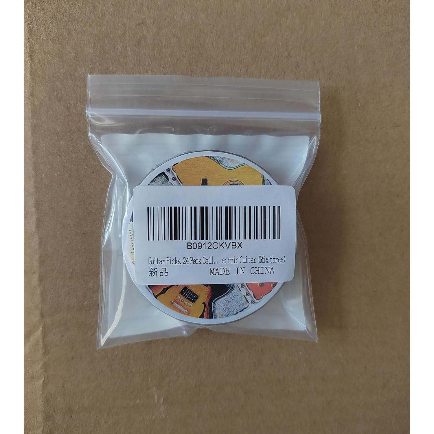 Juego de Púas de Guitarra Celuloide 24 Piezas con Caja