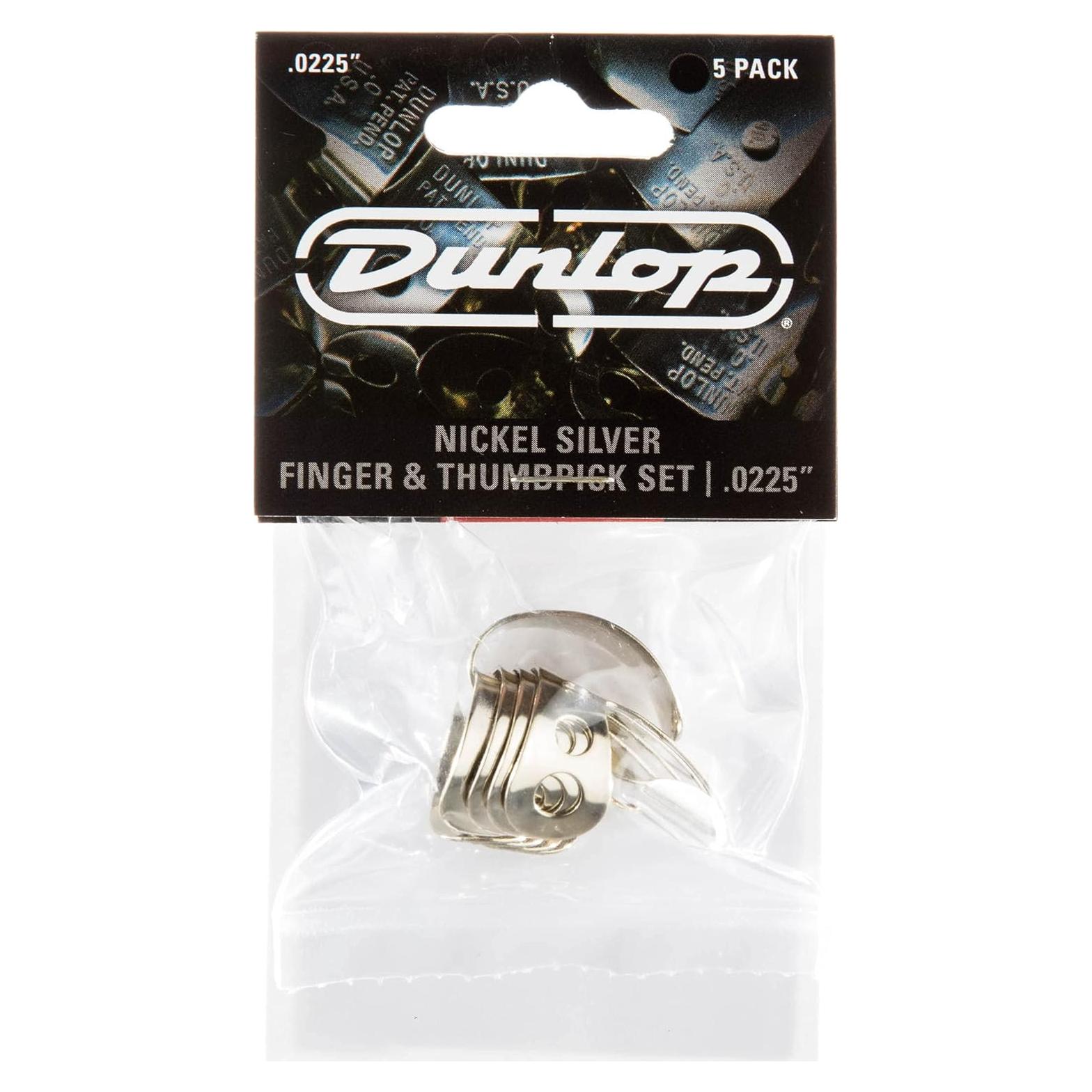 Púas de Dedo y Pulgar Jim Dunlop 0.0225 cm 5 Pzas Plata Níquel