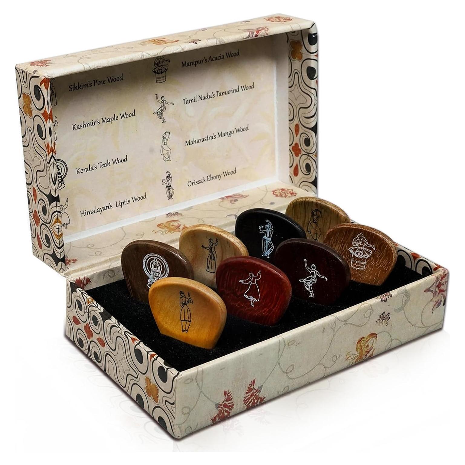 Puas de guitarra de madera Kadence Heritage - Set de 8 púas artesanales