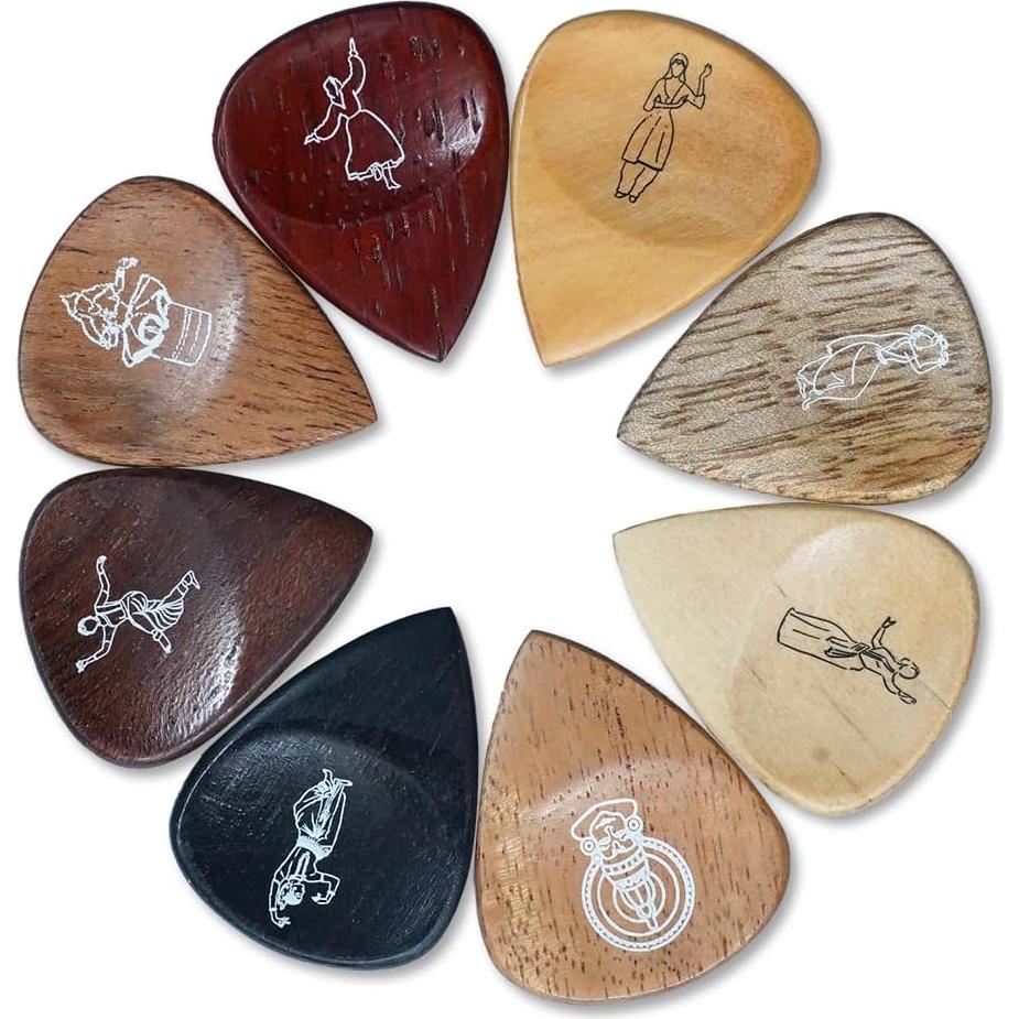 Puas de guitarra de madera Kadence Heritage - Set de 8 púas artesanales