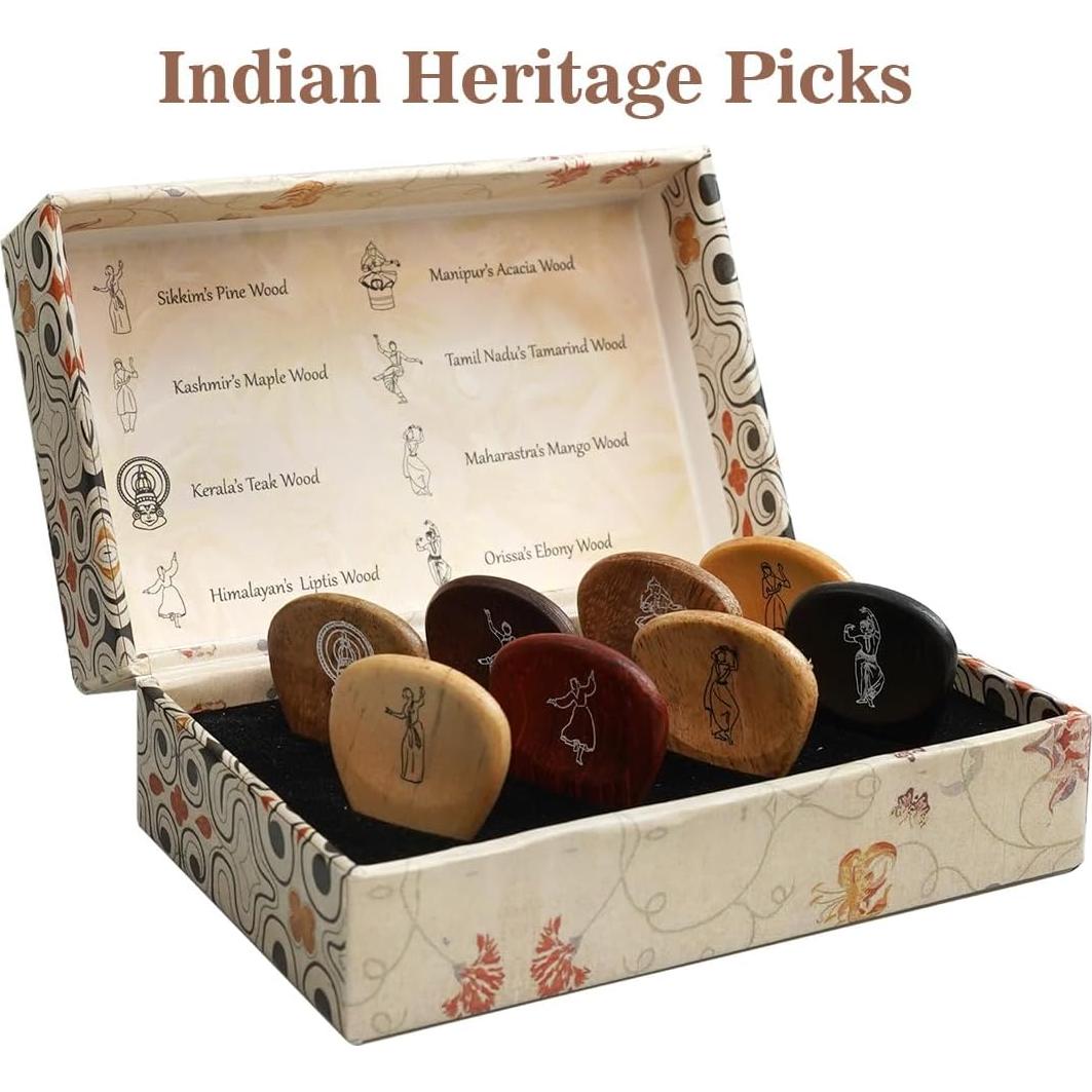 Puas de guitarra de madera Kadence Heritage - Set de 8 púas artesanales