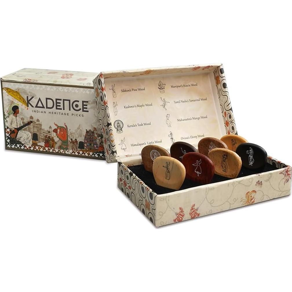 Puas de guitarra de madera Kadence Heritage - Set de 8 púas artesanales