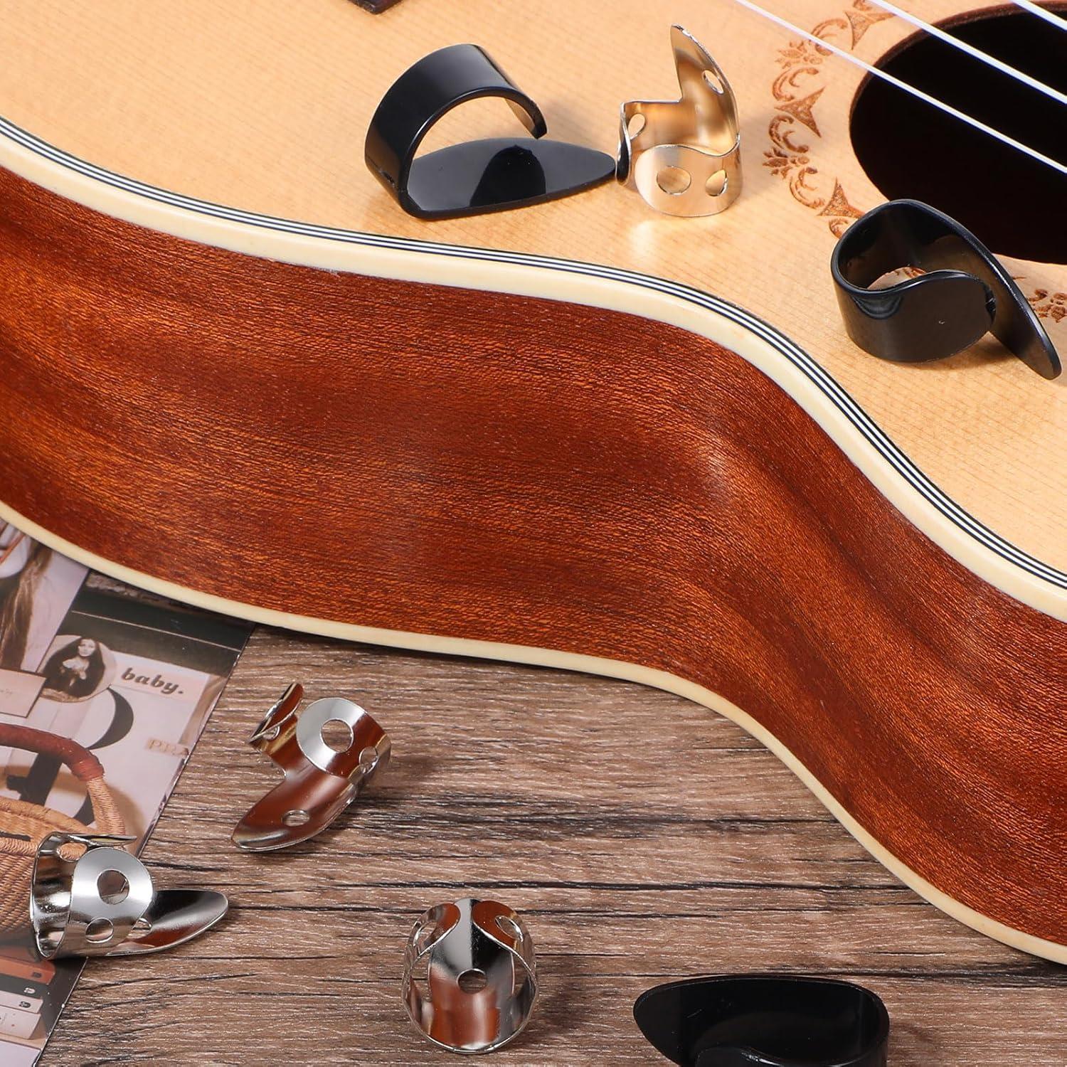 6 Puntas de Dedo para Guitarra Acústica y Eléctrica - Plata y Negro