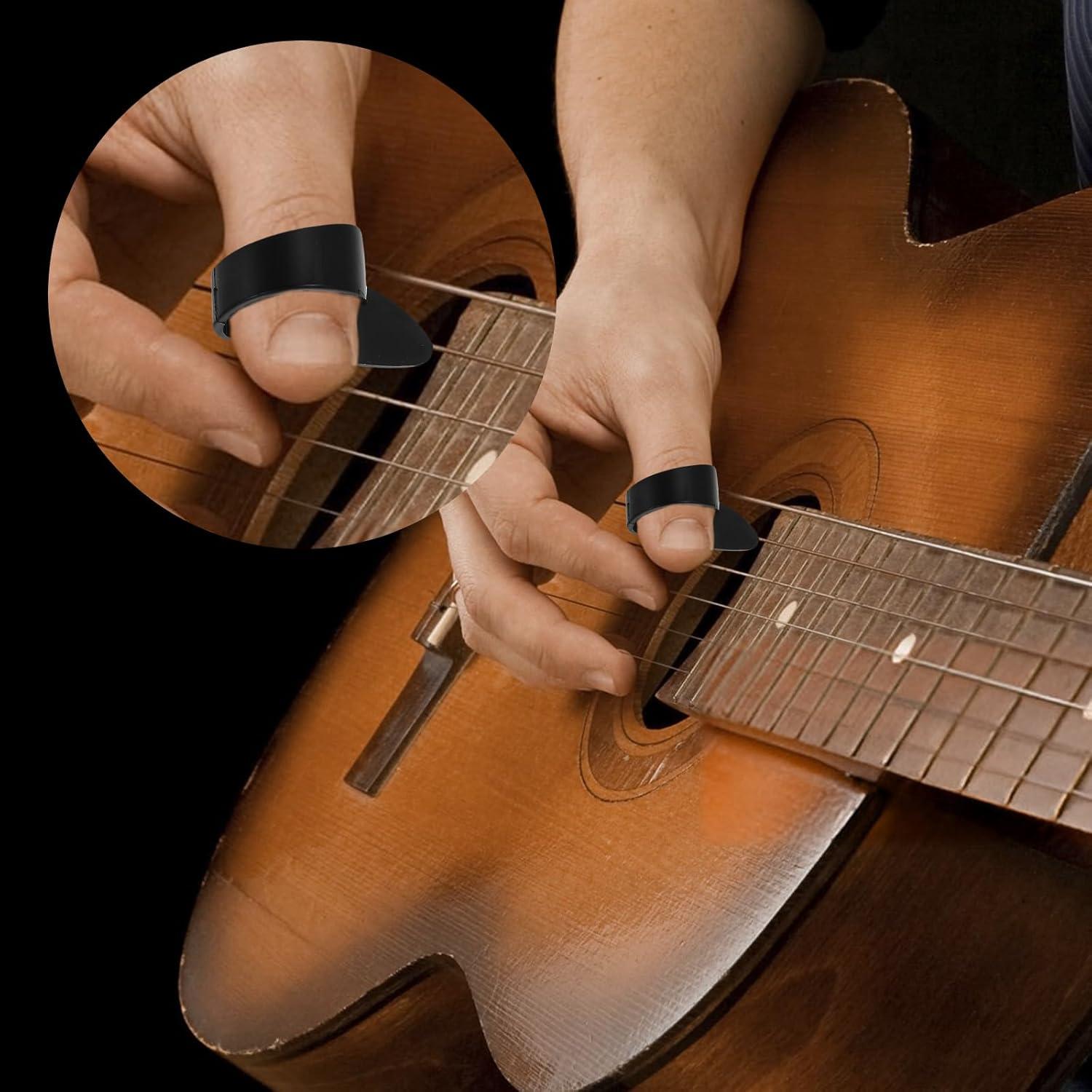 6 Puntas de Dedo para Guitarra Acústica y Eléctrica - Plata y Negro