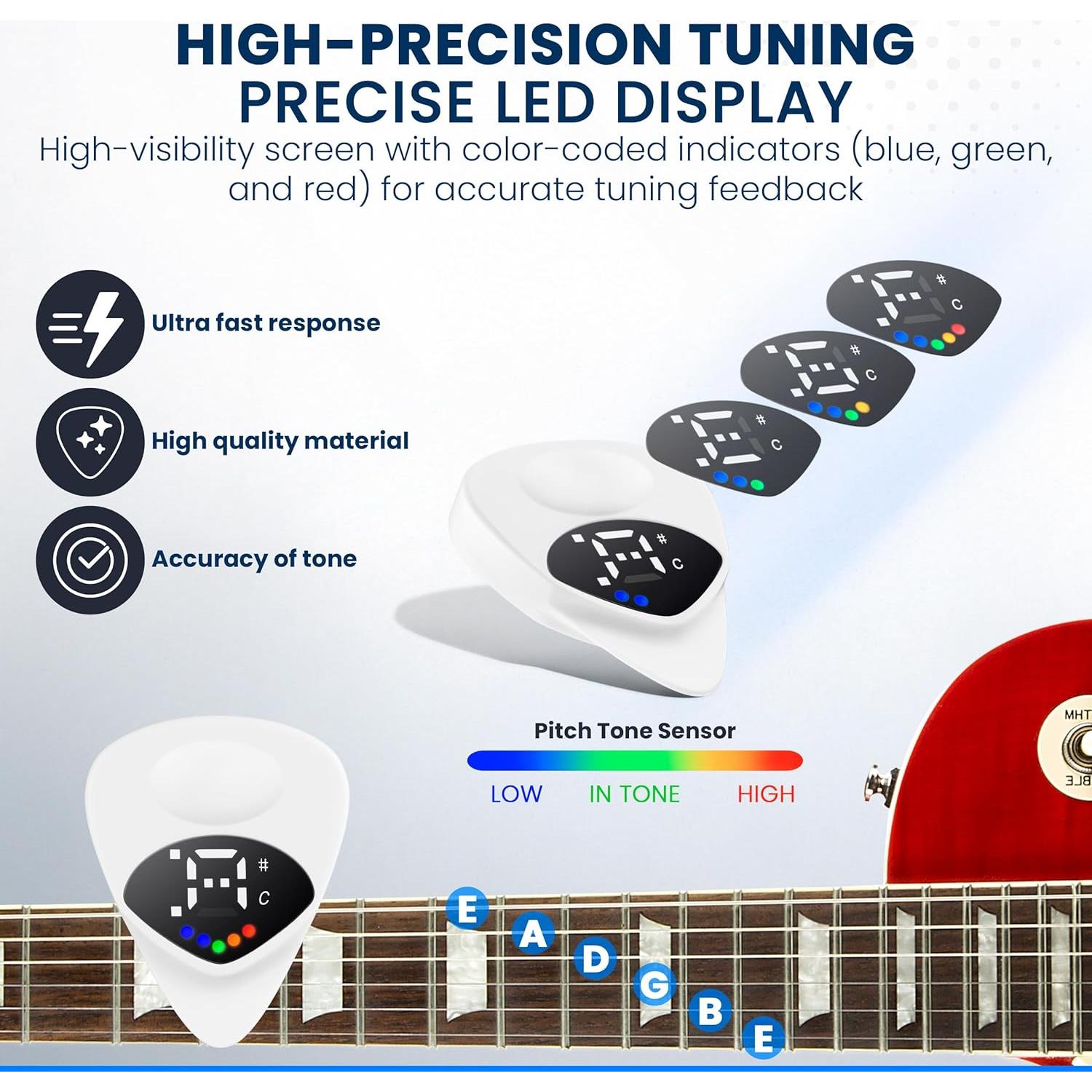 Pua Afinador Digital 2-en-1 Jyker - Guitarra, Bajo, Ukulele