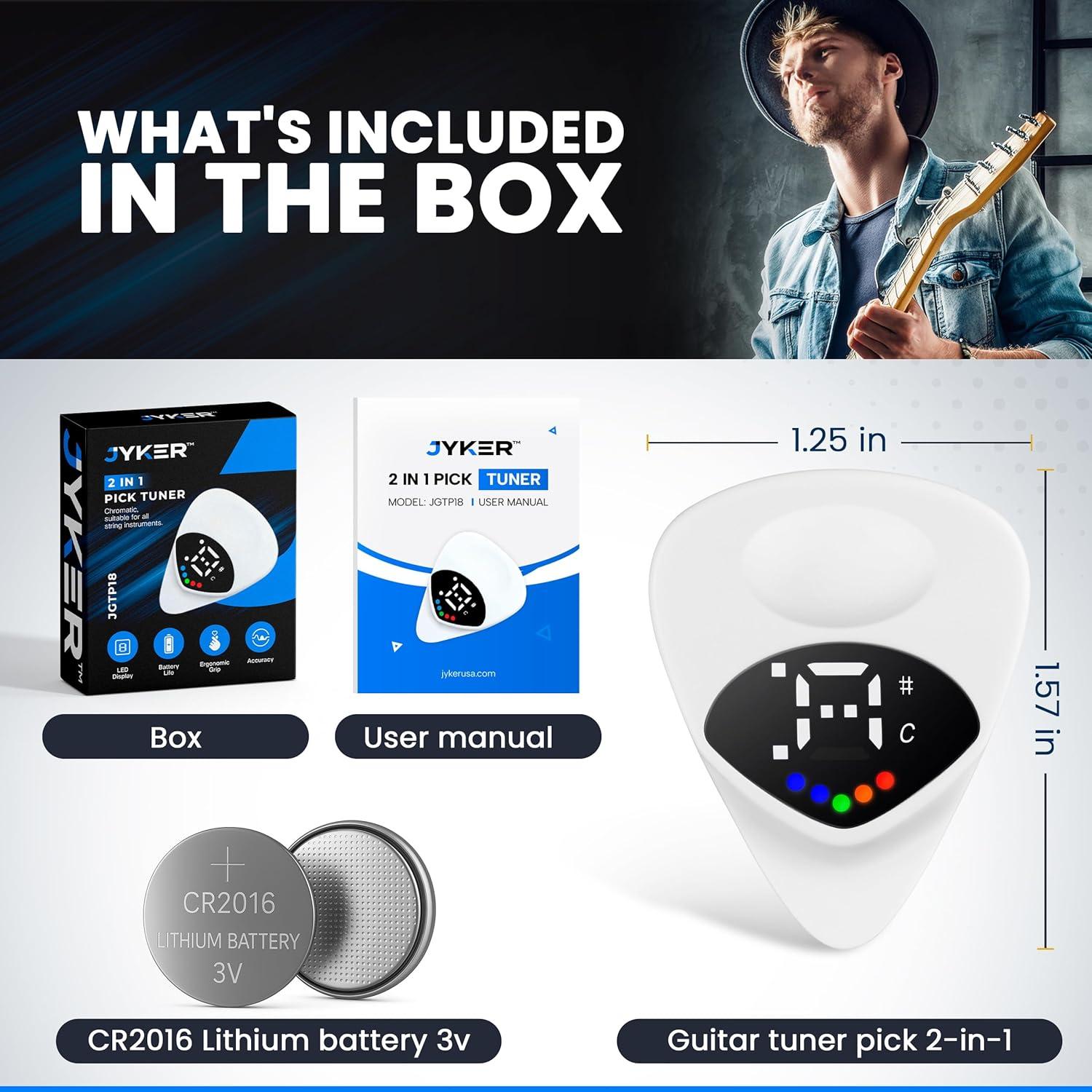 Pua Afinador Digital 2-en-1 Jyker - Guitarra, Bajo, Ukulele