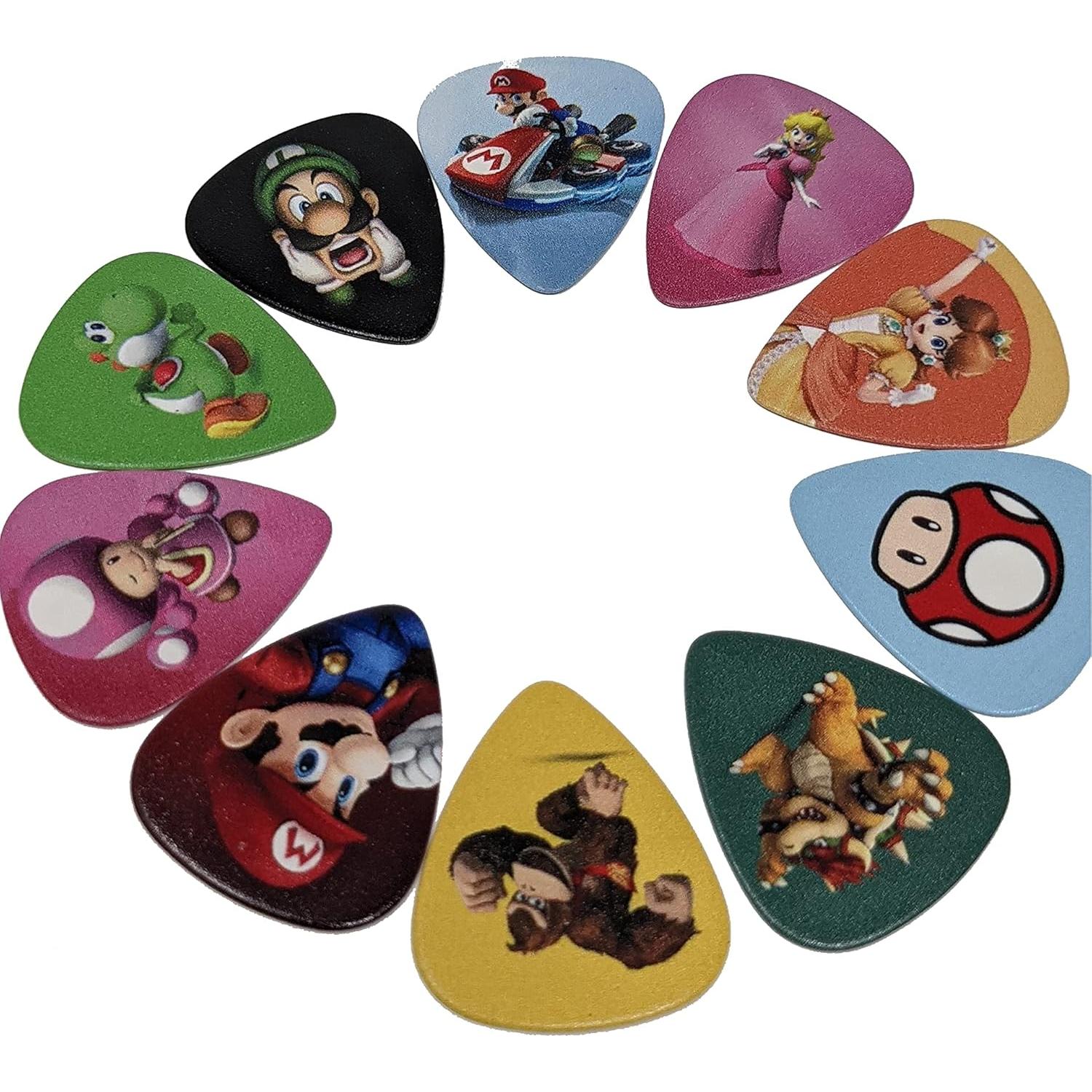 Puas de guitarra Mario Coloridas 10 unidades 0.71mm