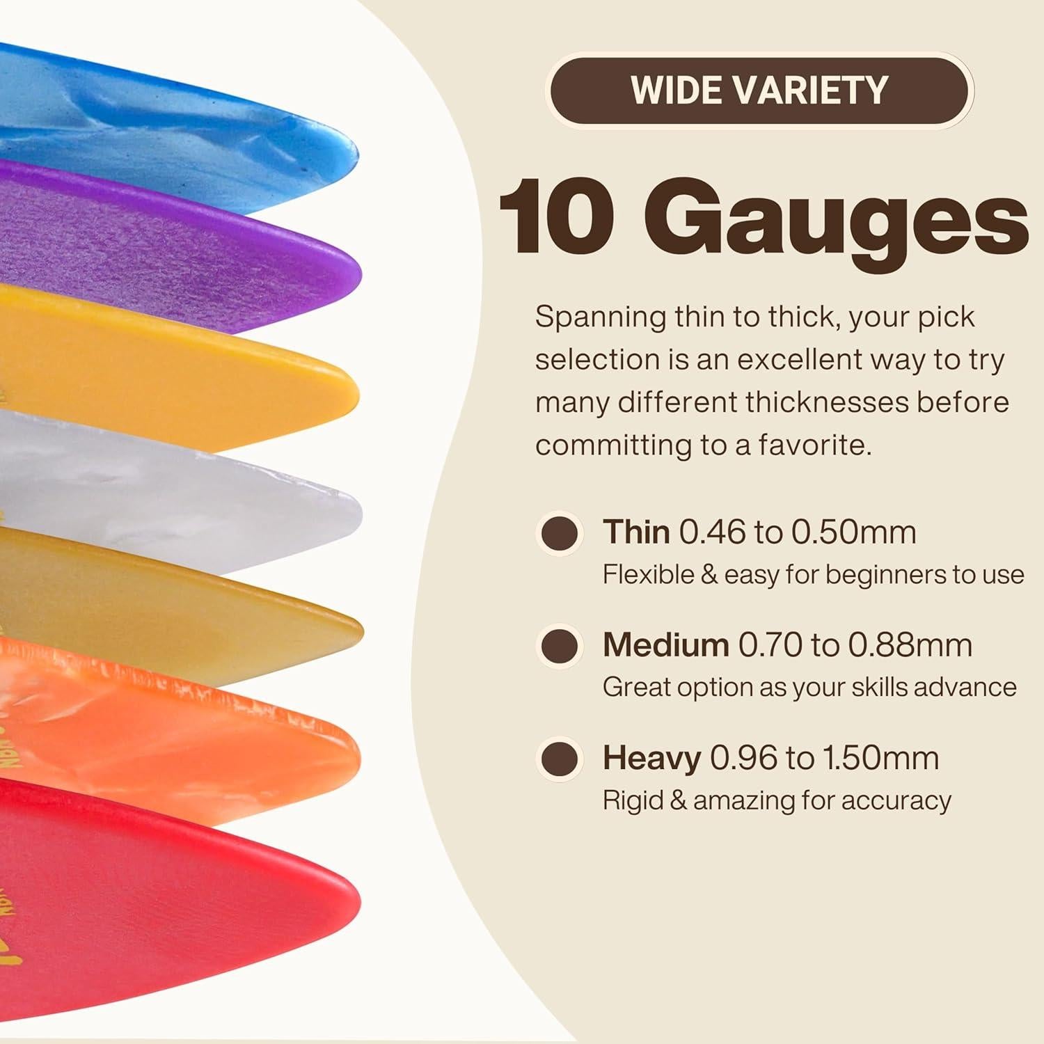 Muestras de Púas de Guitarra Acústica PickStory - 10 Púas