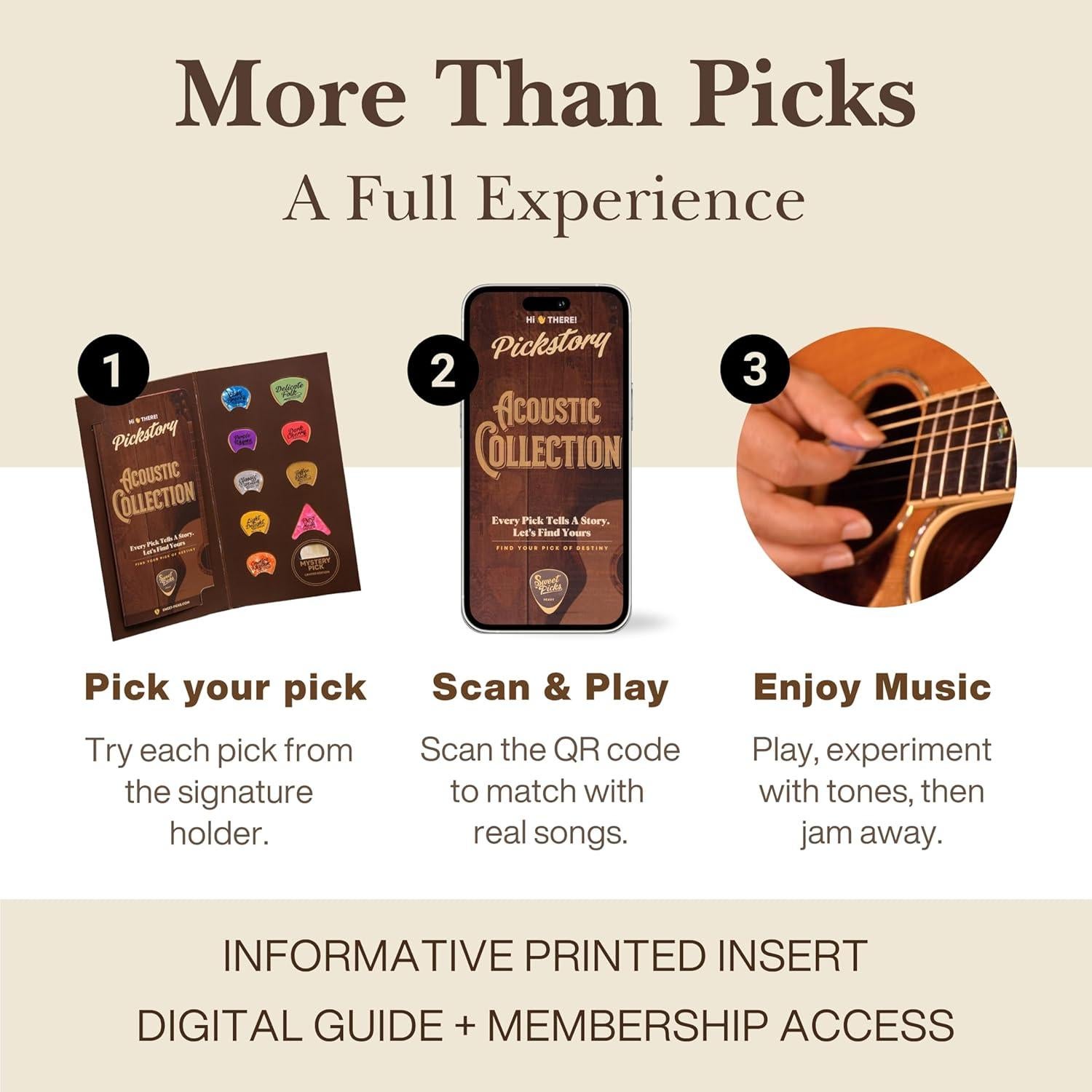 Muestras de Púas de Guitarra Acústica PickStory - 10 Púas