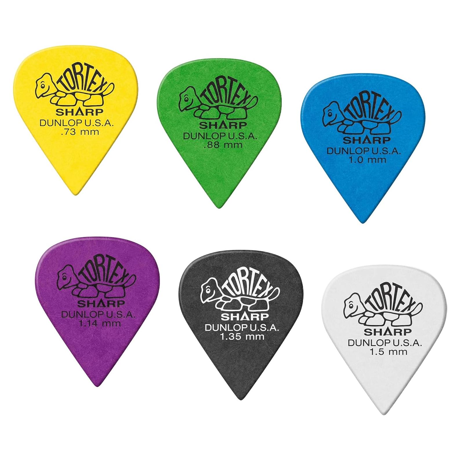 Púas de Guitarra Dunlop Tortex Sharp - Paquete de Variedad 12 Unidades