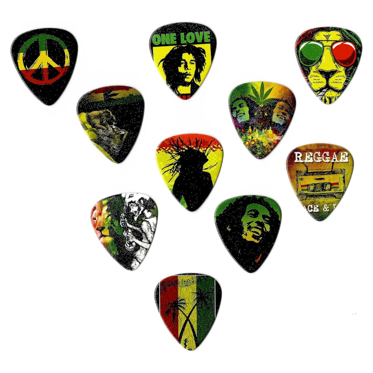 Puas de guitarra Rasta genéricas set 10 medianas colores mixtos