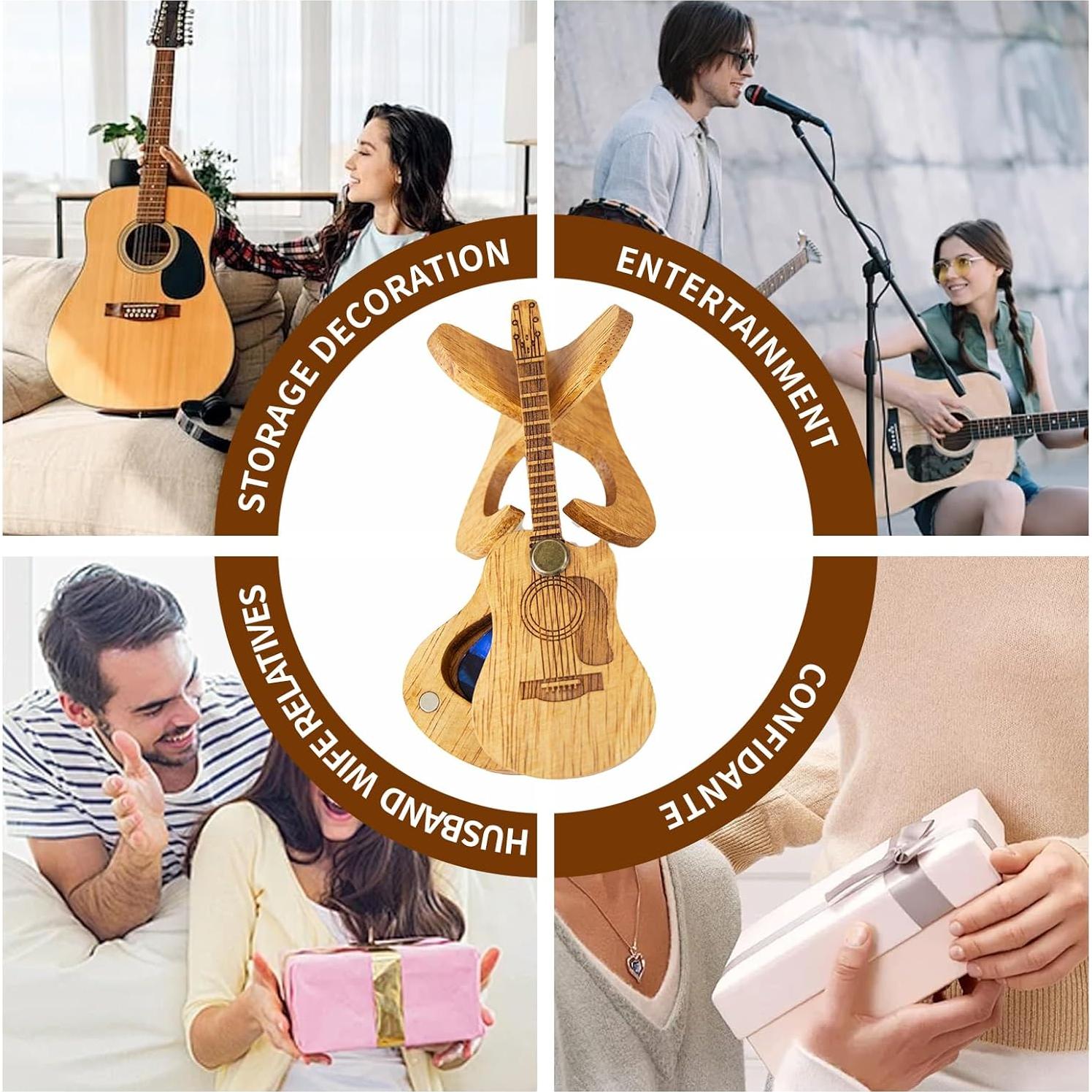 Soporte de Pua de Guitarra de Madera con 9 Puas - ZX-JTH-001