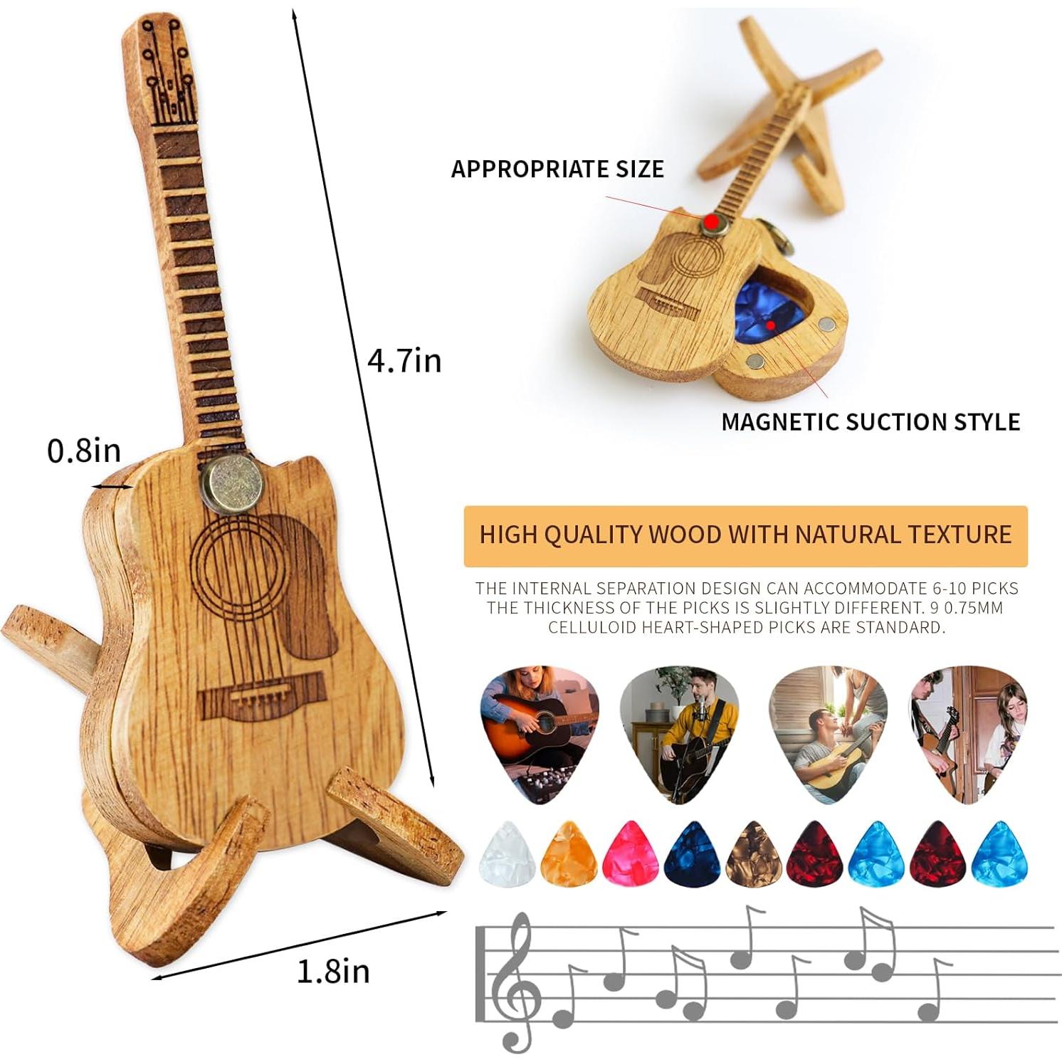 Soporte de Pua de Guitarra de Madera con 9 Puas - ZX-JTH-001