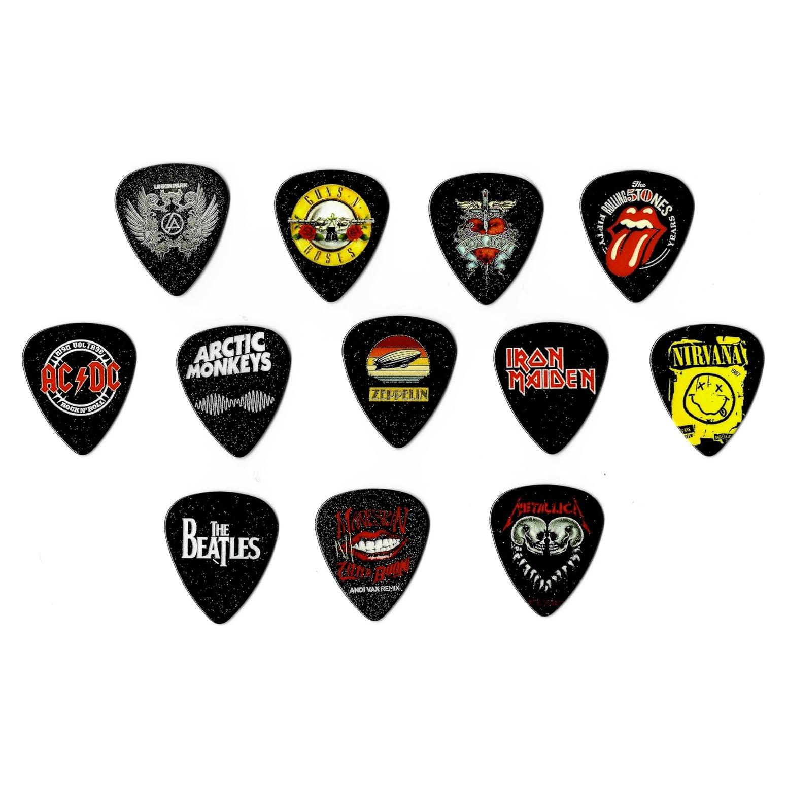 Puas de guitarra celuloide 12 piezas 0.71mm negras