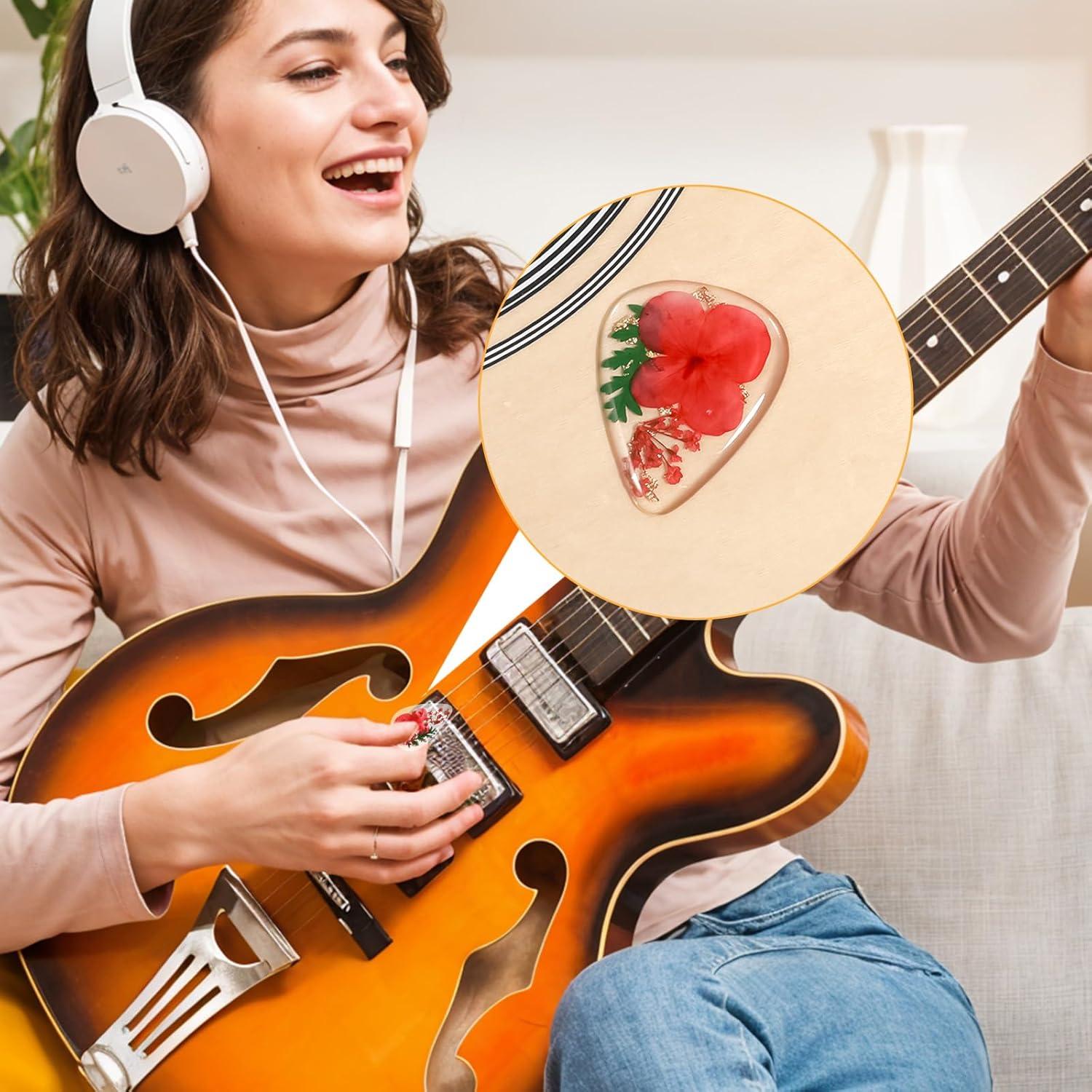 5 Piezas Púas de Guitarra Florales de Resina Coloridas