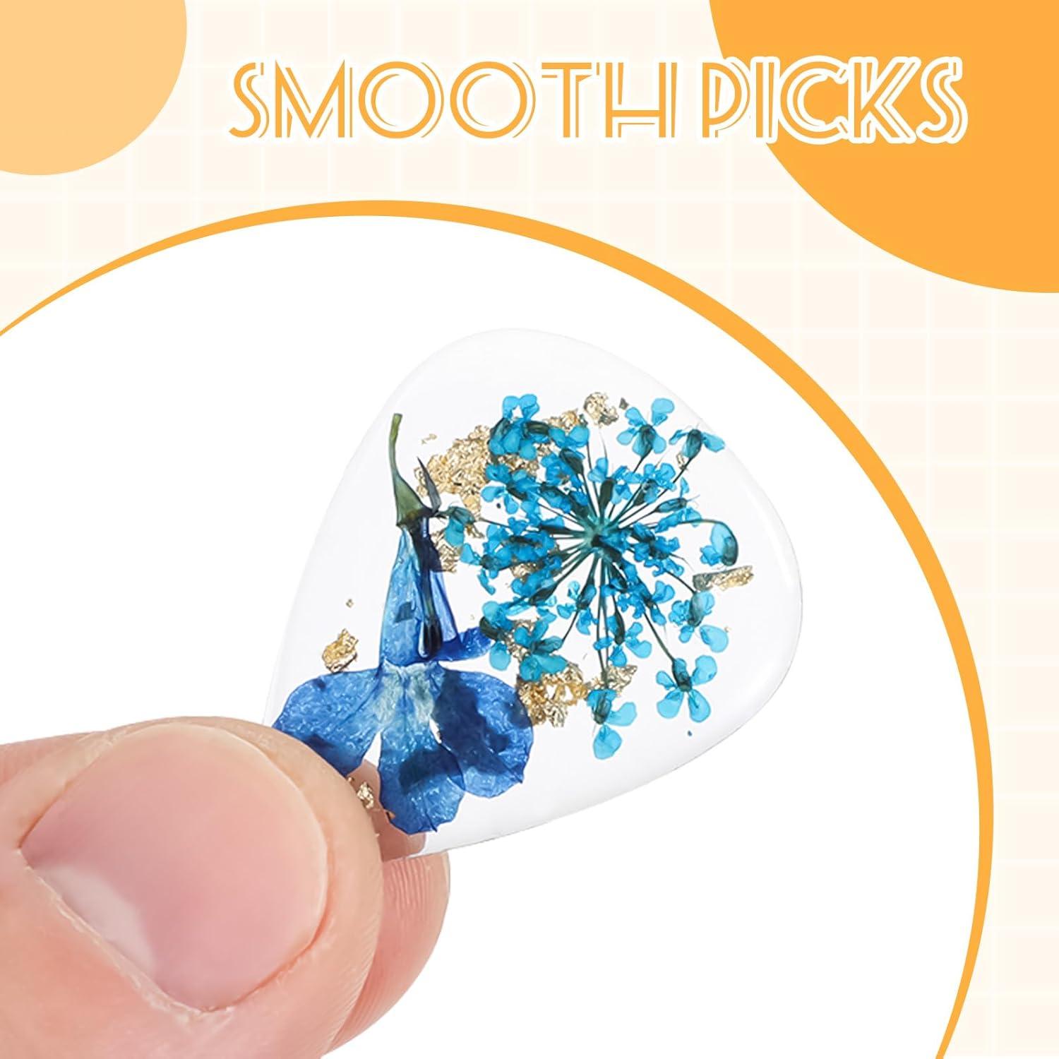 5 Piezas Púas de Guitarra Florales de Resina Coloridas