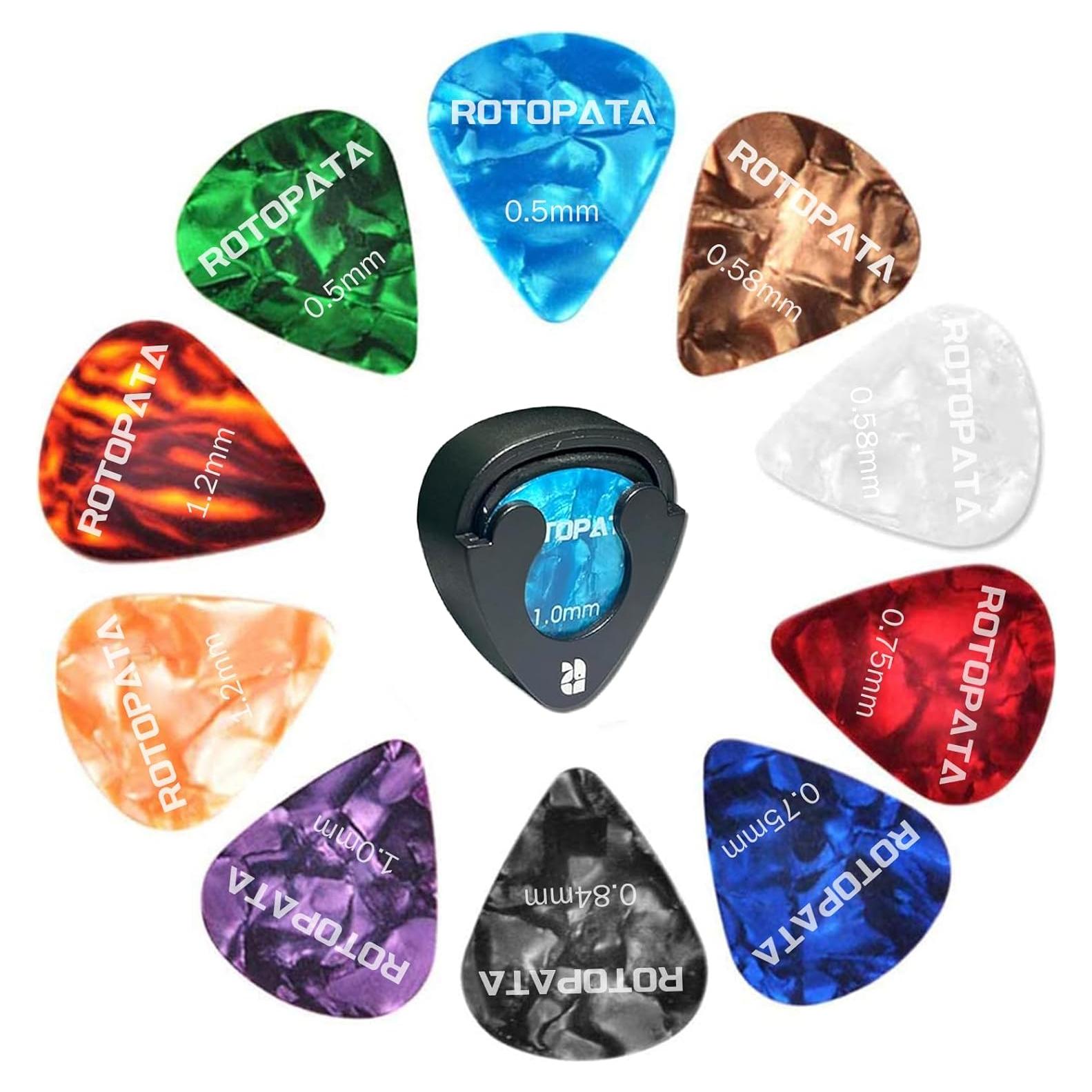 Soporte para Púas de Guitarra ROTOPATA con 30 Púas de 0.5 a 1.2mm